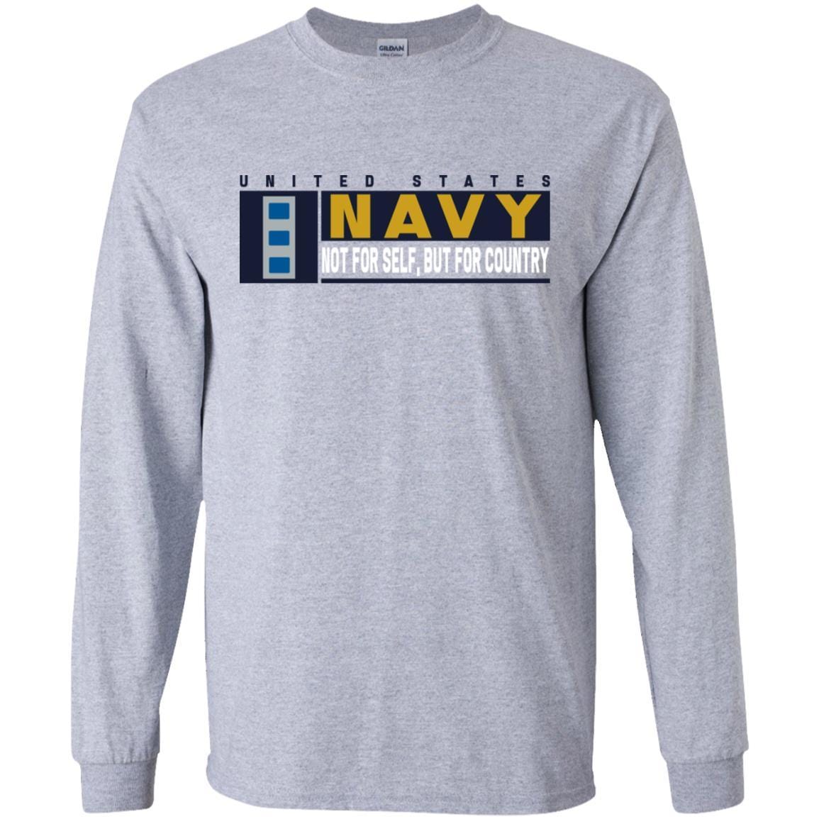 US Navy W-4 Chief Warrant Officer Not For Self, But For Country Long Sleeve - Pullover Hoodie-TShirt-Navy-Veterans Nation