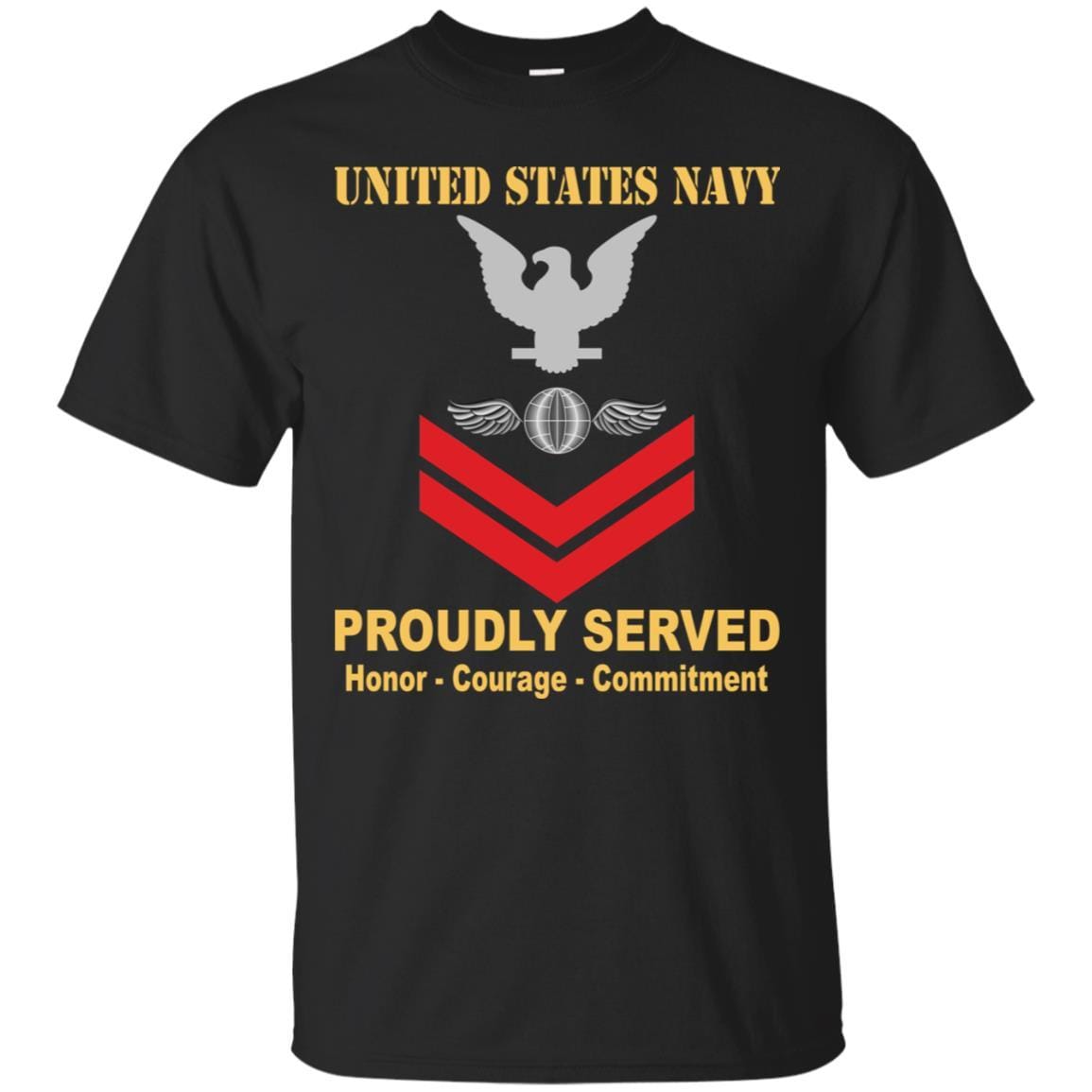 Navy Aviation Electricians Mate Navy AE E-5 Rating Badges Proudly Served T-Shirt For Men On Front-TShirt-Navy-Veterans Nation