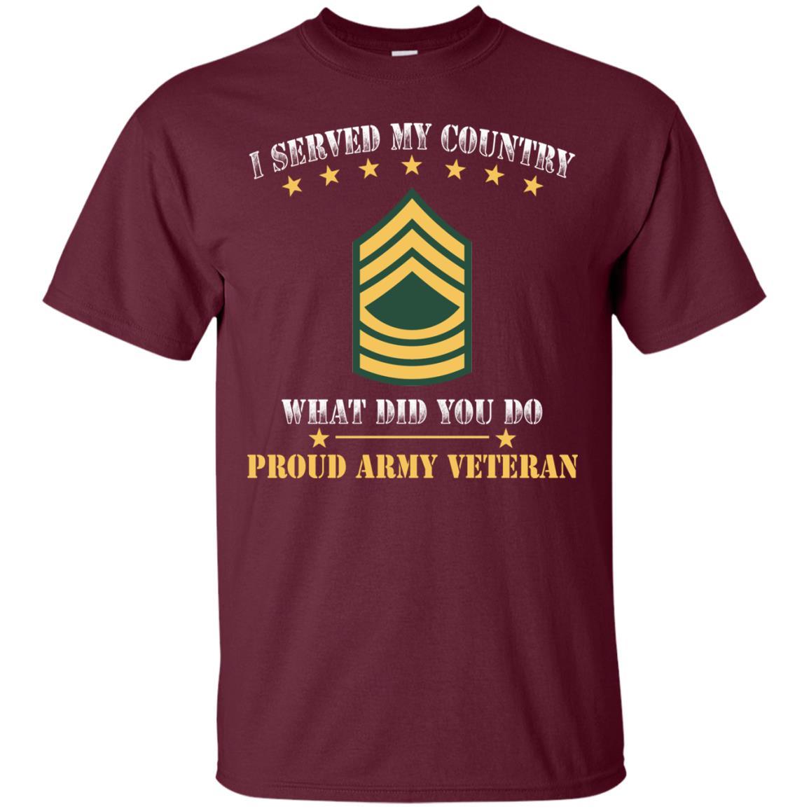 US Army E-8 Master Sergeant E8 MSG Noncommissioned Officer Ranks Men Front T Shirt - Proud US Army Veteran-TShirt-Army-Veterans Nation