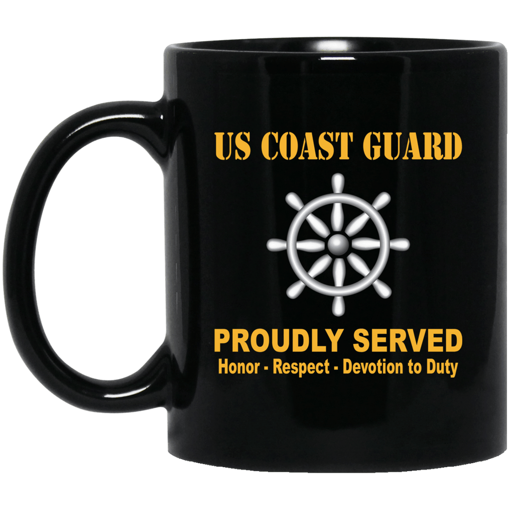 US Coast Guard Quartermaster QM Logo Proudly Served Black Mug 11 oz - 15 oz-Mug-USCG-Rate-Veterans Nation