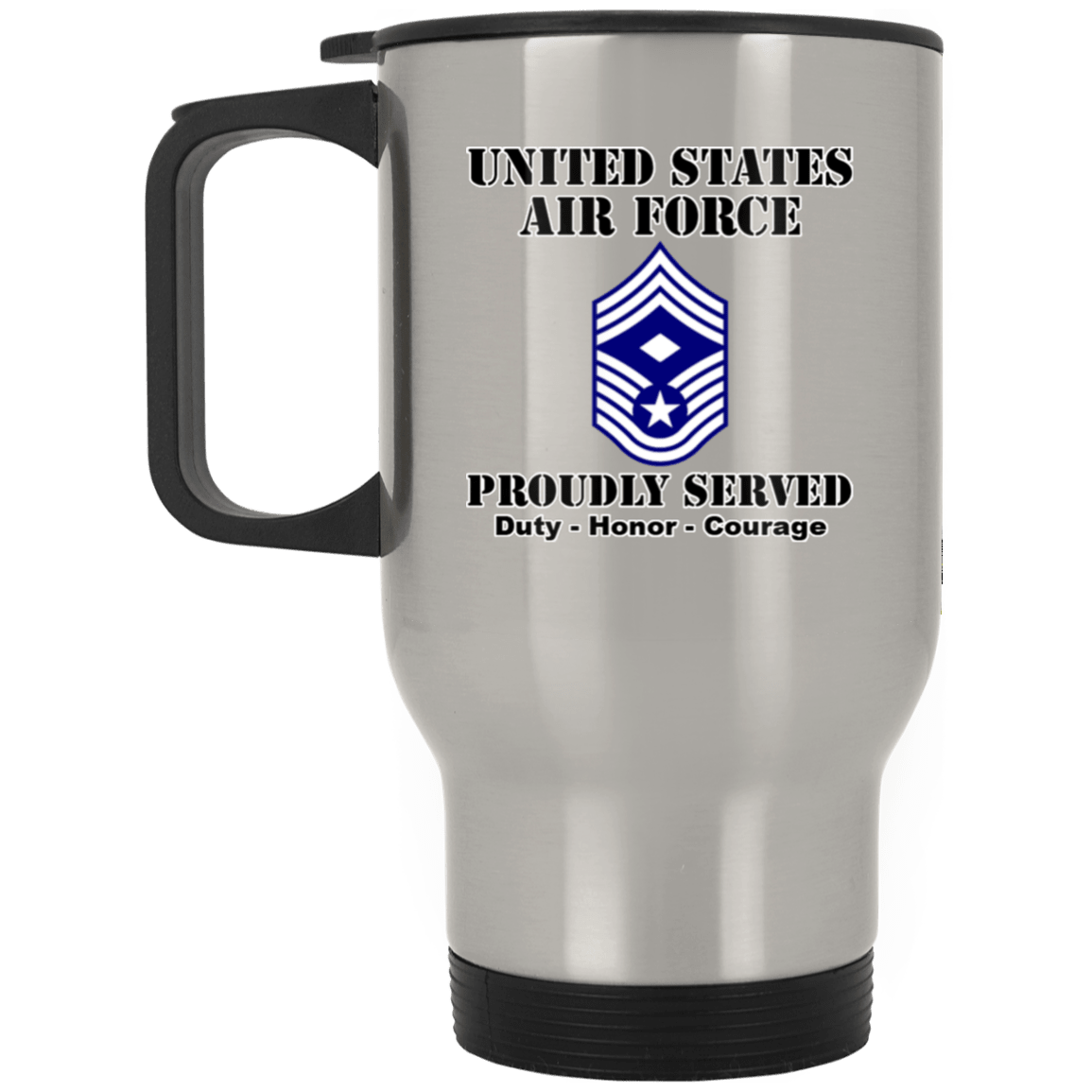 US Air Force E-9 First Sergeant Ranks White Coffee Mug - Stainless Travel Mug-Mug-USAF-Ranks-Veterans Nation