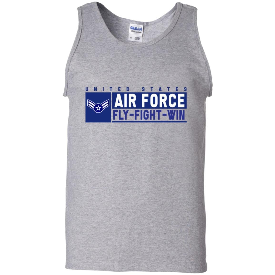 US Air Force E-3 Airman First Class Fly - Fight - Win T-Shirt On Front For Men-TShirt-USAF-Veterans Nation