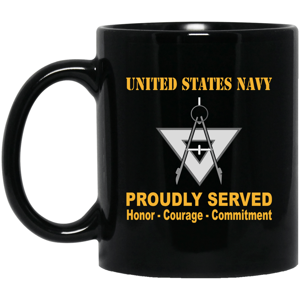 Navy Draftsman Navy DM Proudly Served Black Mug 11 oz - 15 oz-Mug-Navy-Rate-Veterans Nation