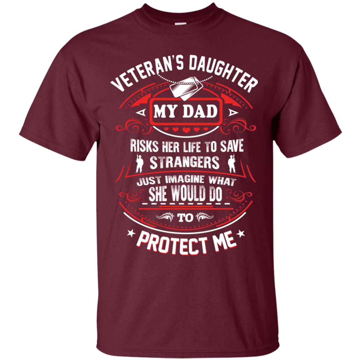 Military T-Shirt "VETERAN DAUGHTER MY DAD RISK HIS LIFE TO PROTECT ME"-TShirt-General-Veterans Nation