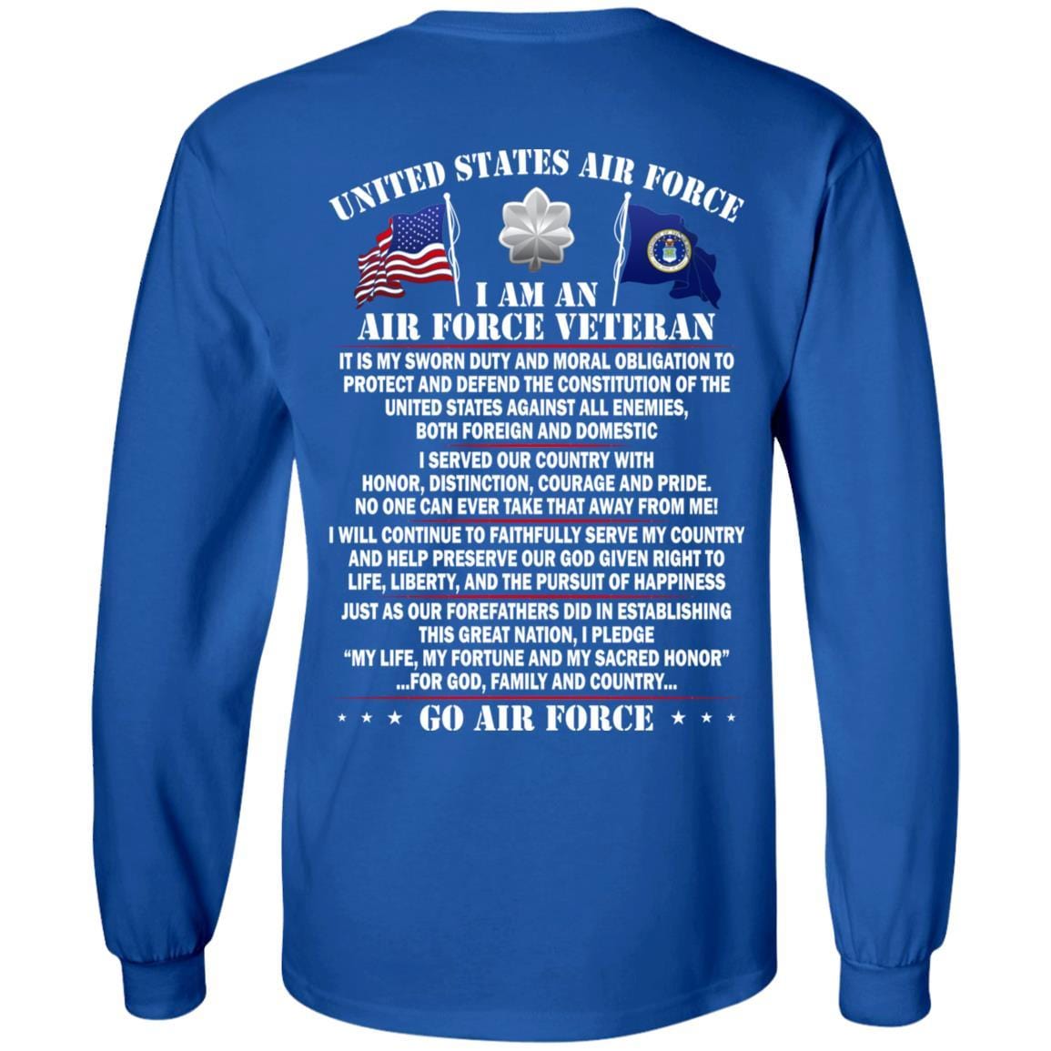 US Air Force O-5 Lieutenant Colonel Lt Co O5 Field Officer Ranks - Go Air Force T-Shirt On Back-TShirt-USAF-Veterans Nation