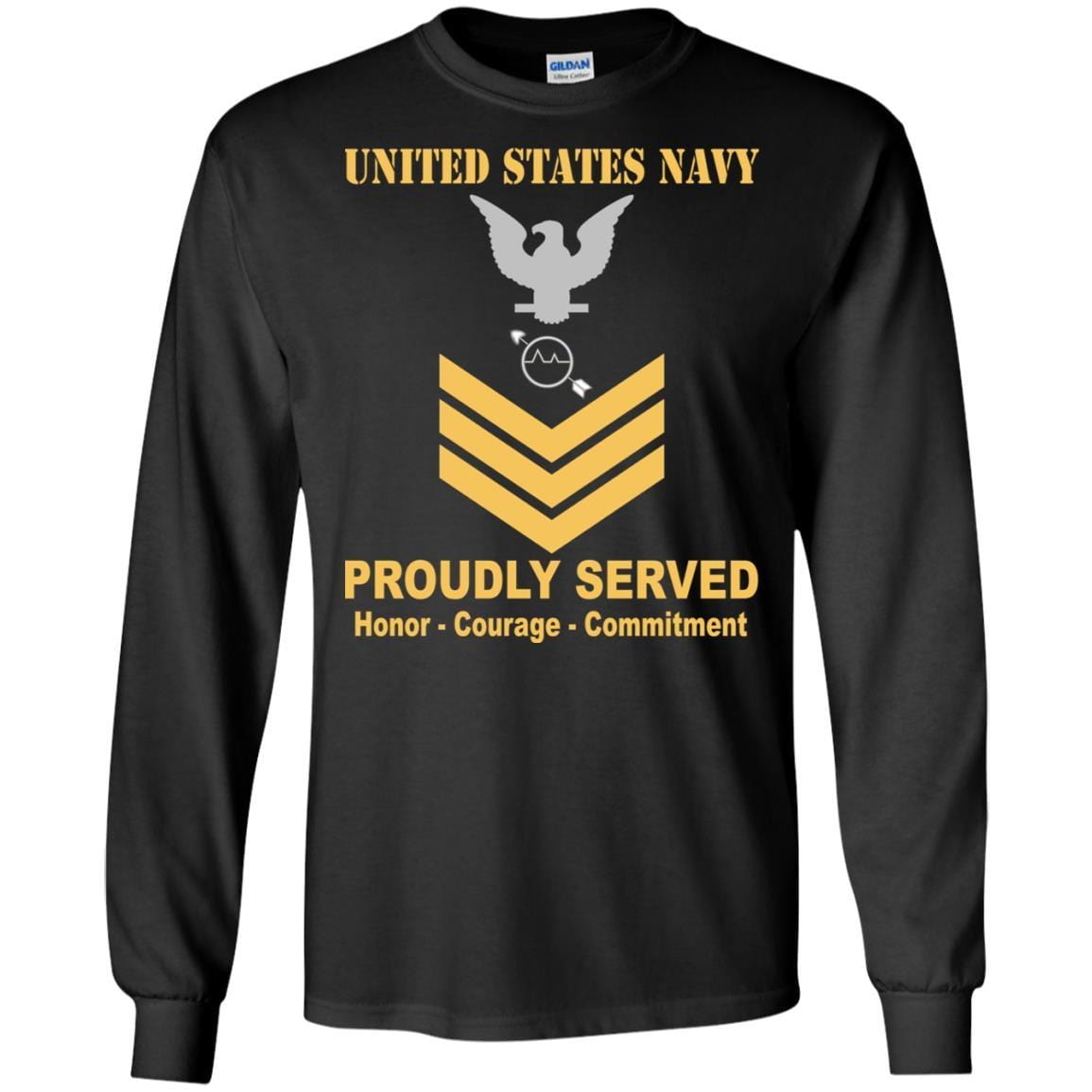 U.S Navy Operations specialist Navy OS E-6 Rating Badges Proudly Served T-Shirt For Men On Front-TShirt-Navy-Veterans Nation