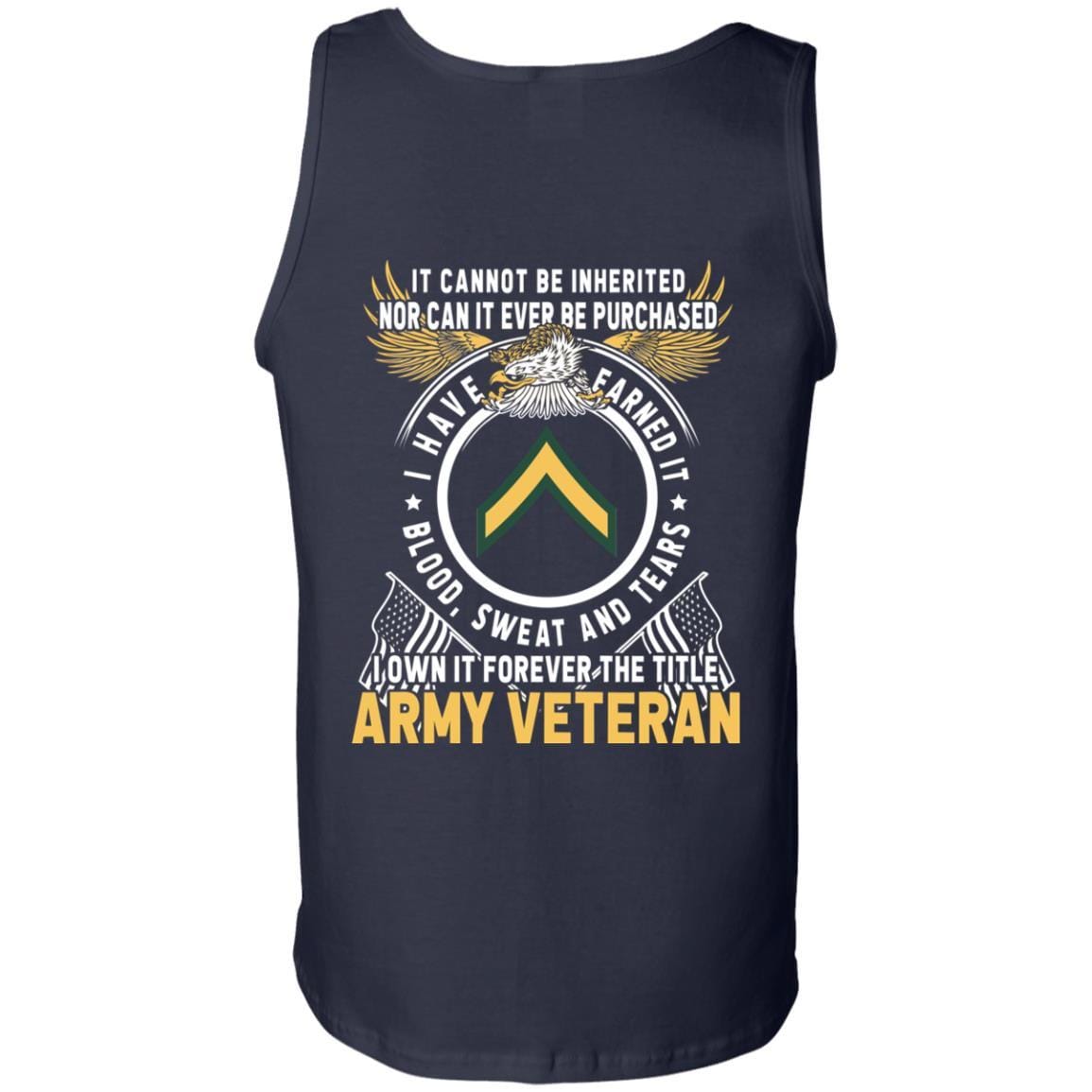 Army E-2 PV2 E2 Private Second Class Ranks T-Shirt For Men On Back-TShirt-Army-Veterans Nation