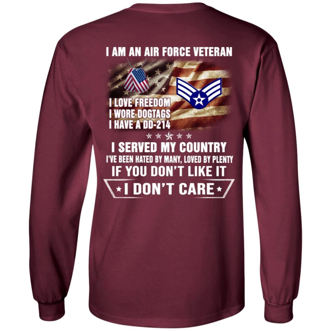 I Am An Air Force E-4 Senior Airman SrA E4 Enlisted Airman Ranks AF Rank Veteran T-Shirt On Back-TShirt-USAF-Veterans Nation