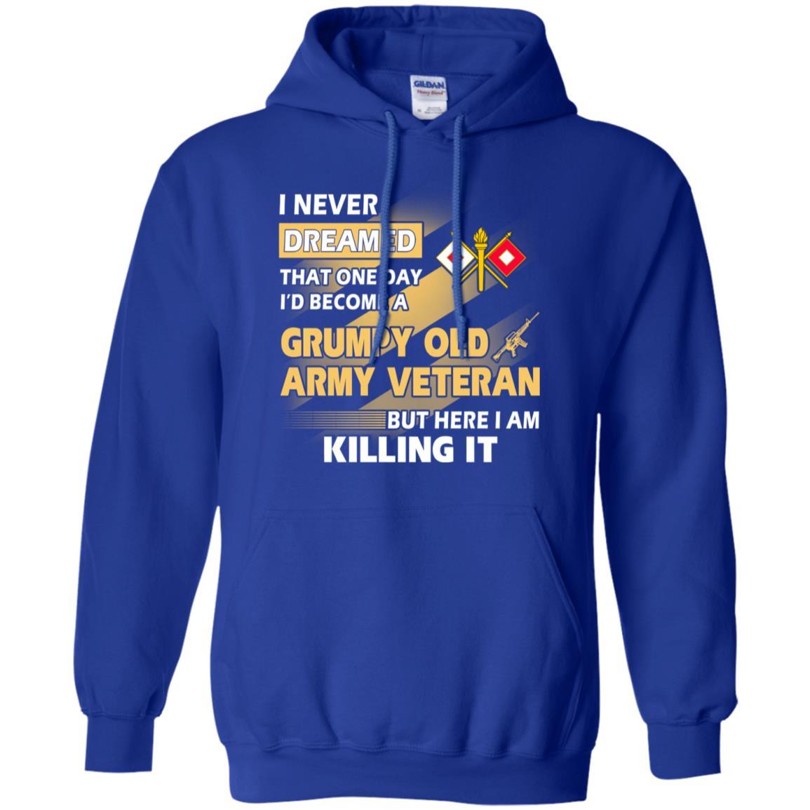 US Army T-Shirt "Signal Corps Grumpy Old Veteran" On Front-TShirt-Army-Veterans Nation