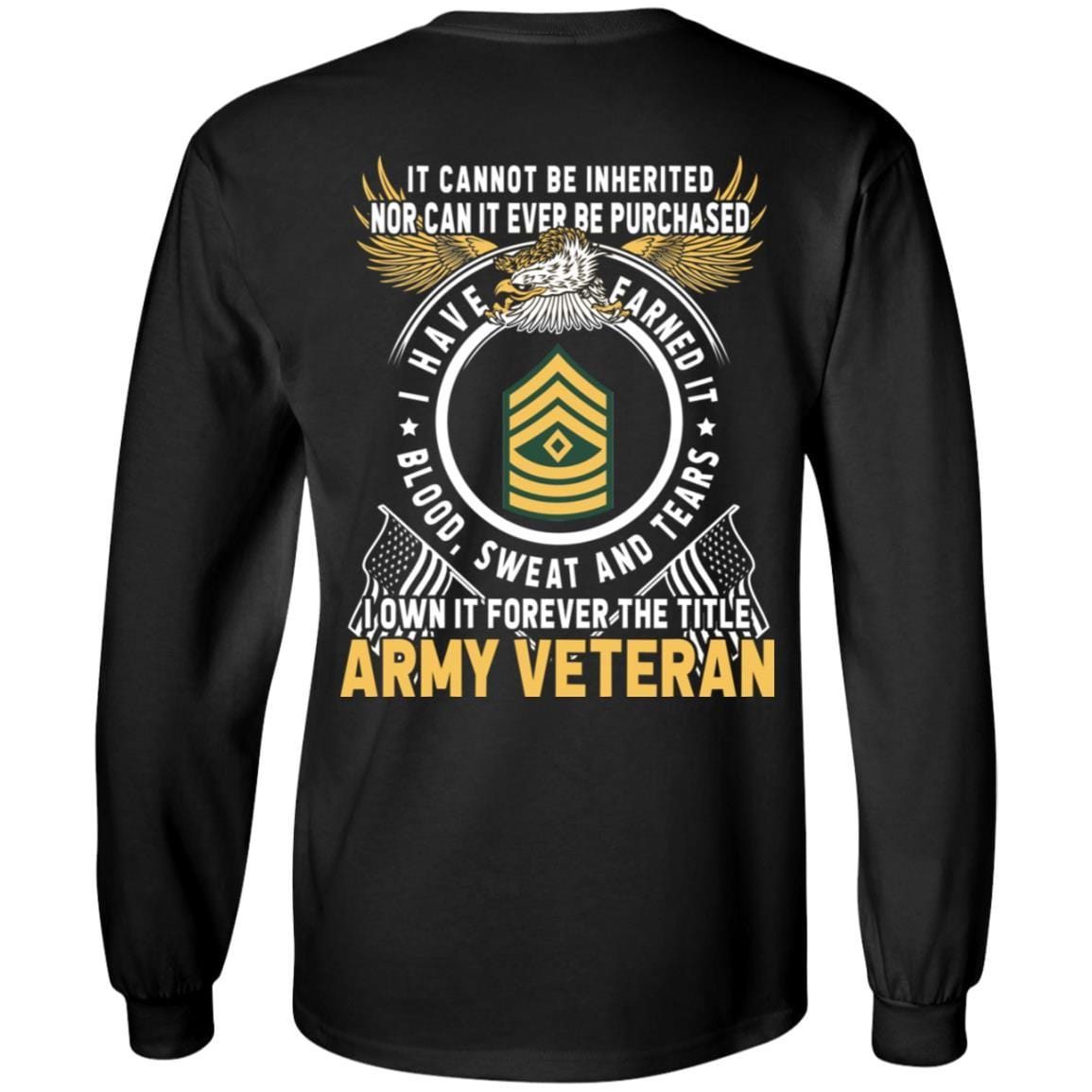 US Army E-8 First Sergeant E8 1SG Noncommissioned Officer Ranks T-Shirt For Men On Back-TShirt-Army-Veterans Nation