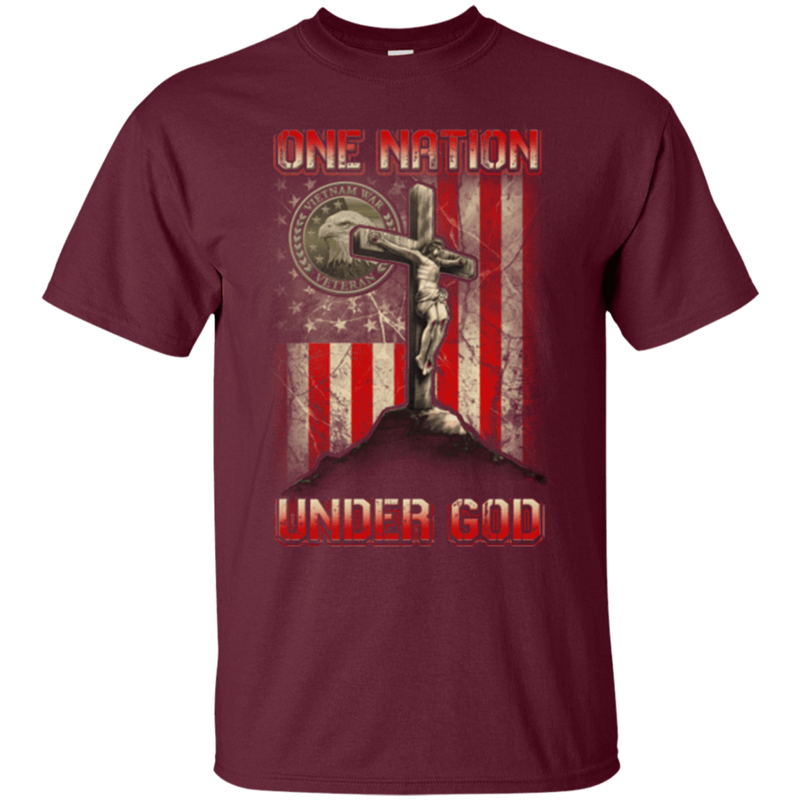 Military T-Shirt "ONE NATION UNDER GOD VIETNAM VETERAN"-TShirt-General-Veterans Nation