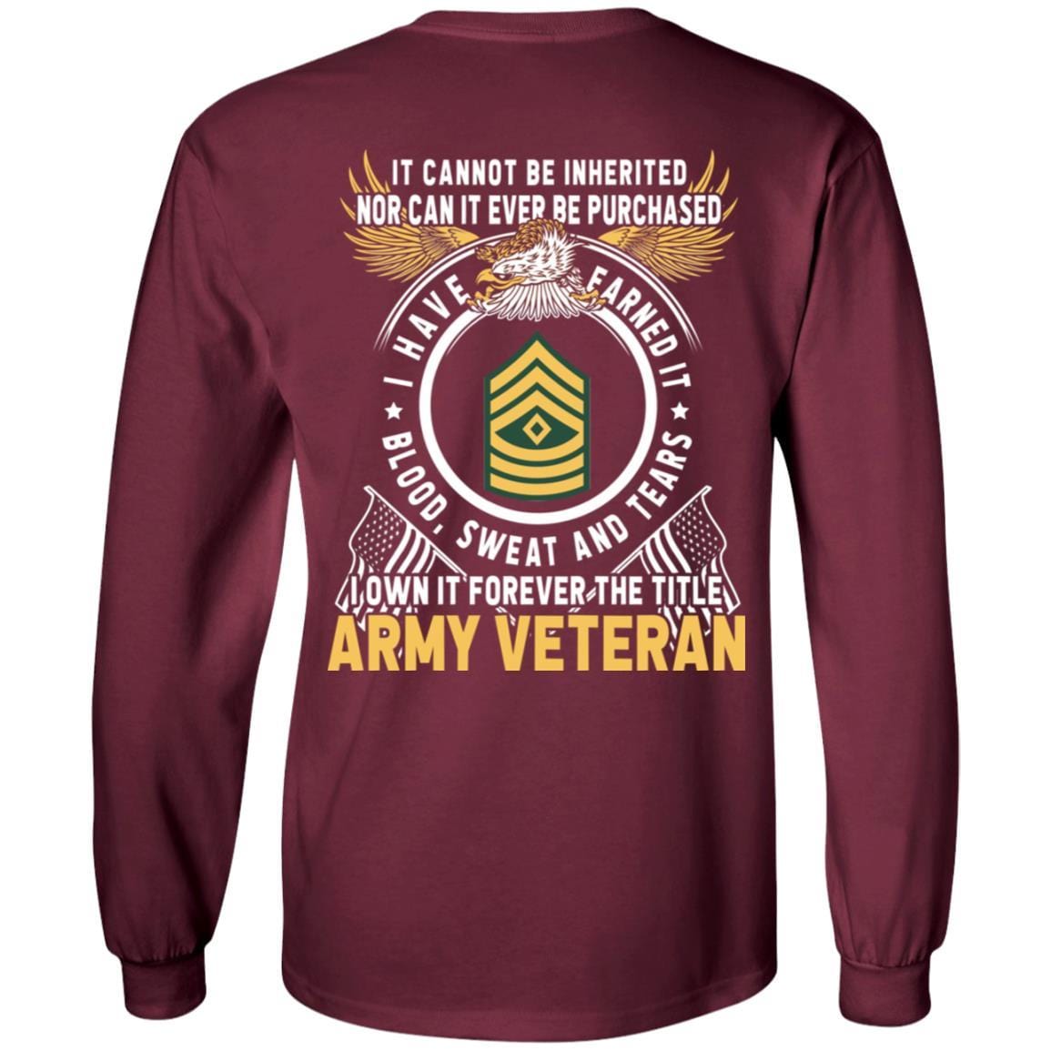 US Army E-8 First Sergeant E8 1SG Noncommissioned Officer Ranks T-Shirt For Men On Back-TShirt-Army-Veterans Nation