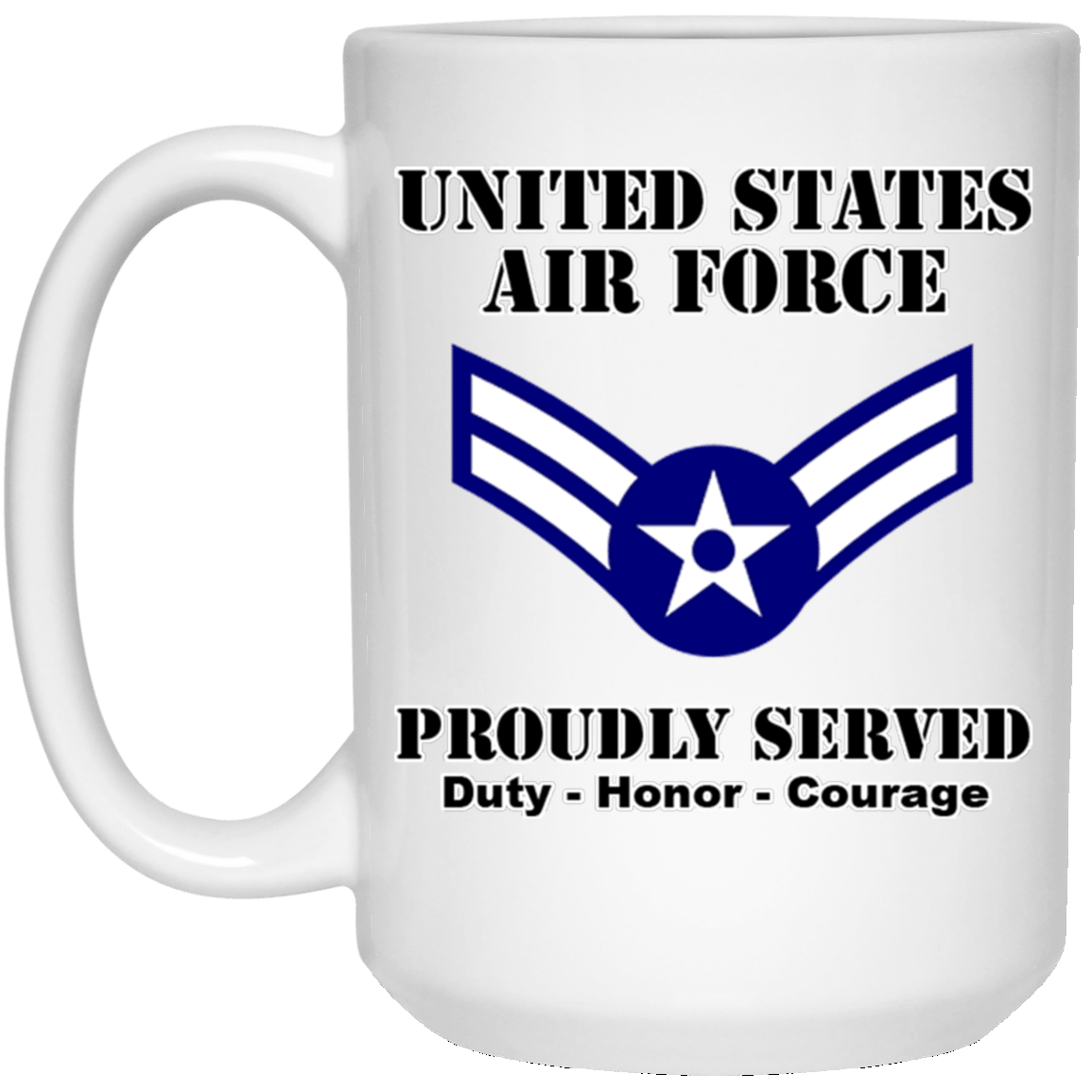 US Air Force E-3 Airman First Class A1C E3 Ranks Enlisted Airman Ranks White Coffee Mug - Stainless Travel Mug-Mug-USAF-Ranks-Veterans Nation