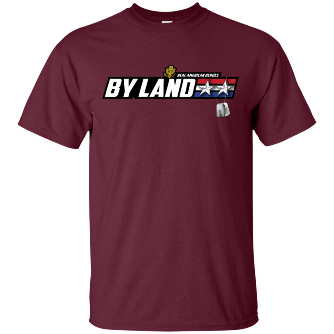 US Army T-Shirt "Real American Heroes By Land" O-8 Major General(MG) On Front-TShirt-Army-Veterans Nation