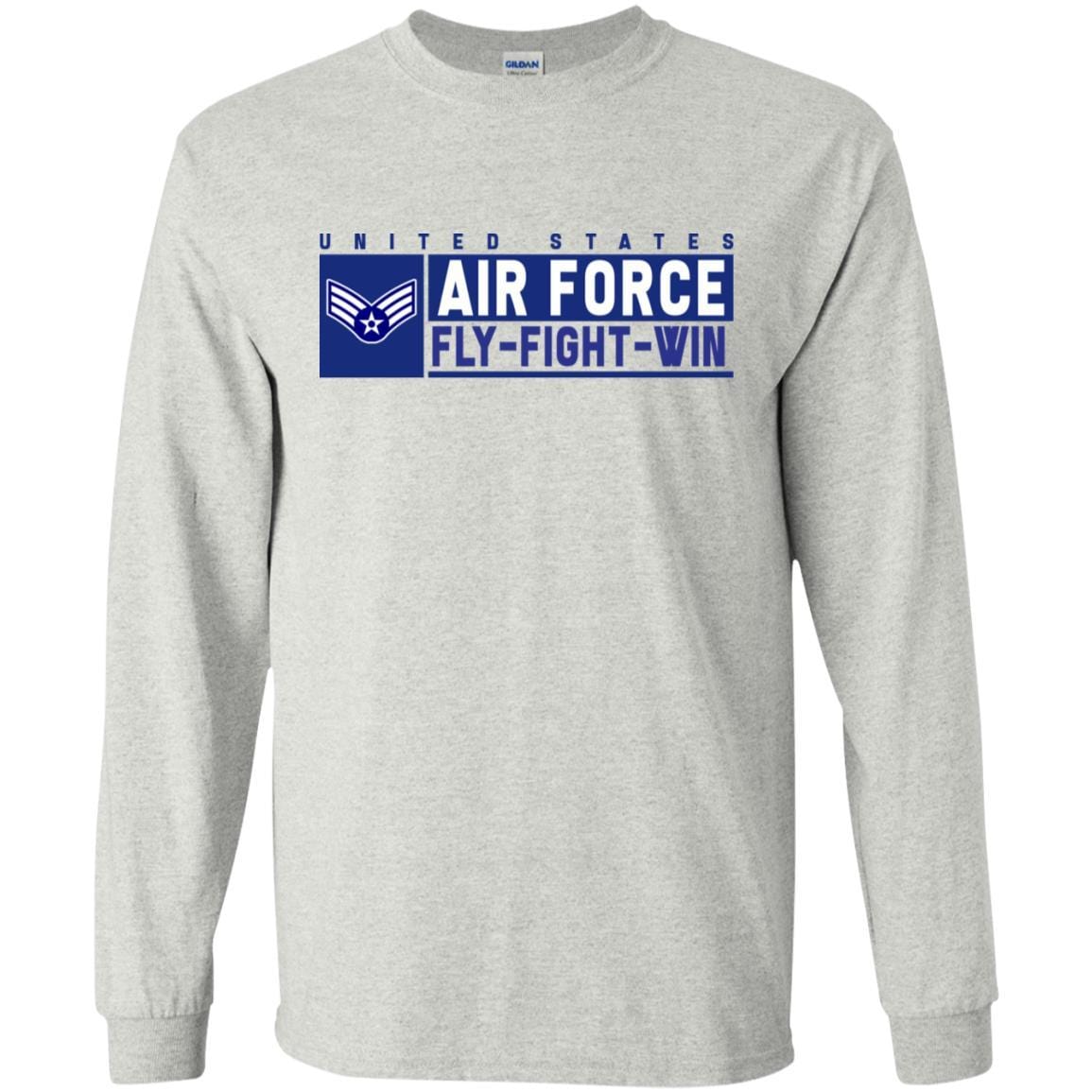 US Air Force E-4 Senior Airman Fly - Fight - Win T-Shirt On Front For Men-TShirt-USAF-Veterans Nation