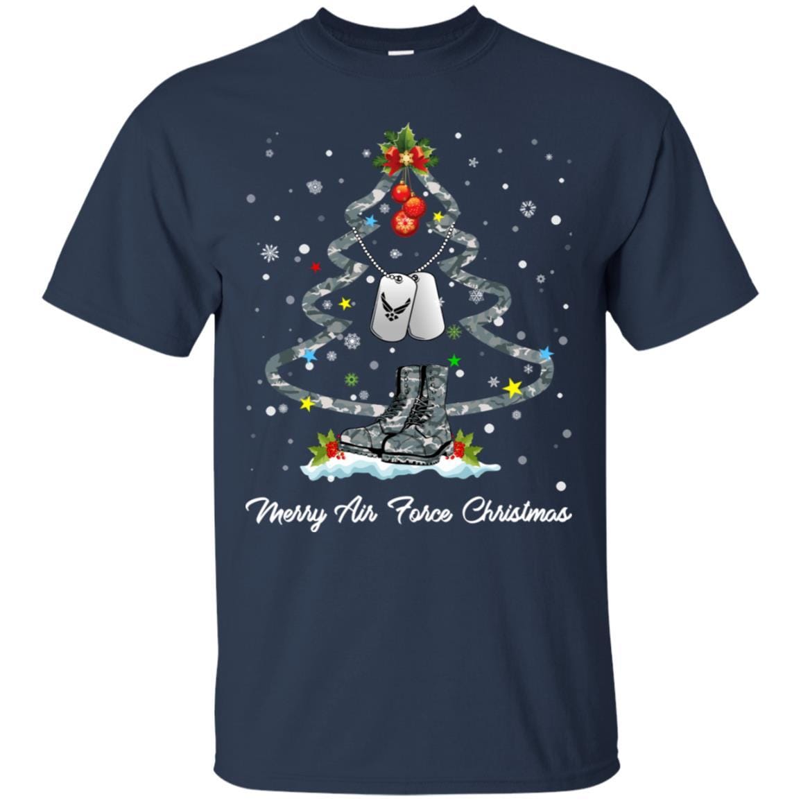 Merry Air Force Christmas T-Shirt For Men On Front-TShirt-USAF-Veterans Nation