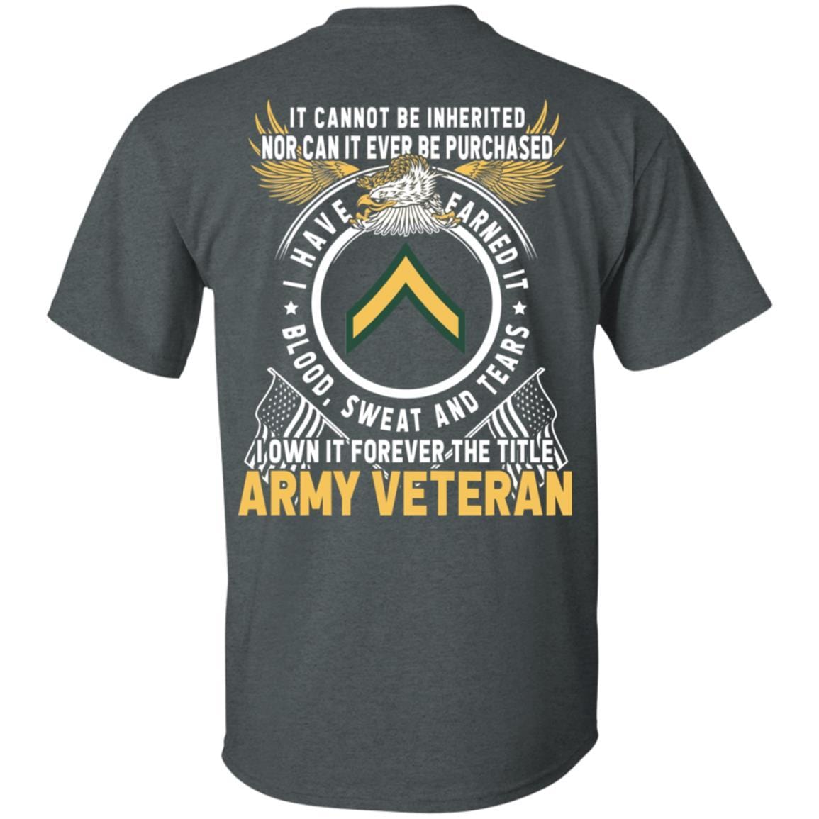 Army E-2 PV2 E2 Private Second Class Ranks T-Shirt For Men On Back-TShirt-Army-Veterans Nation