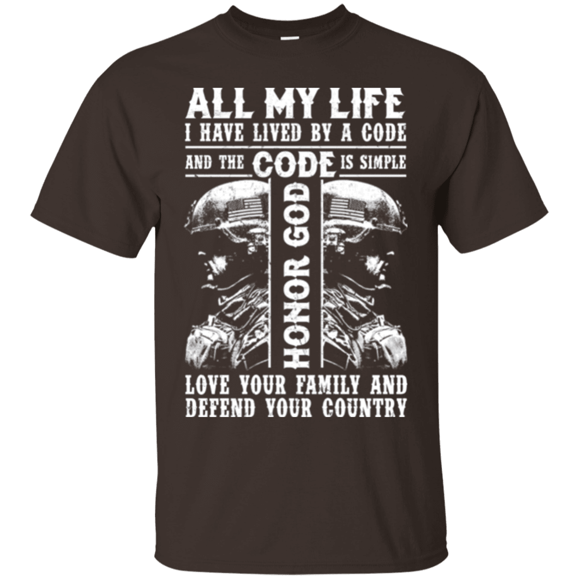 Military T-Shirt "HONOR GOD LOVE FAMILY AND DEFEND YOUR COUNTRY VETERAN"-TShirt-General-Veterans Nation
