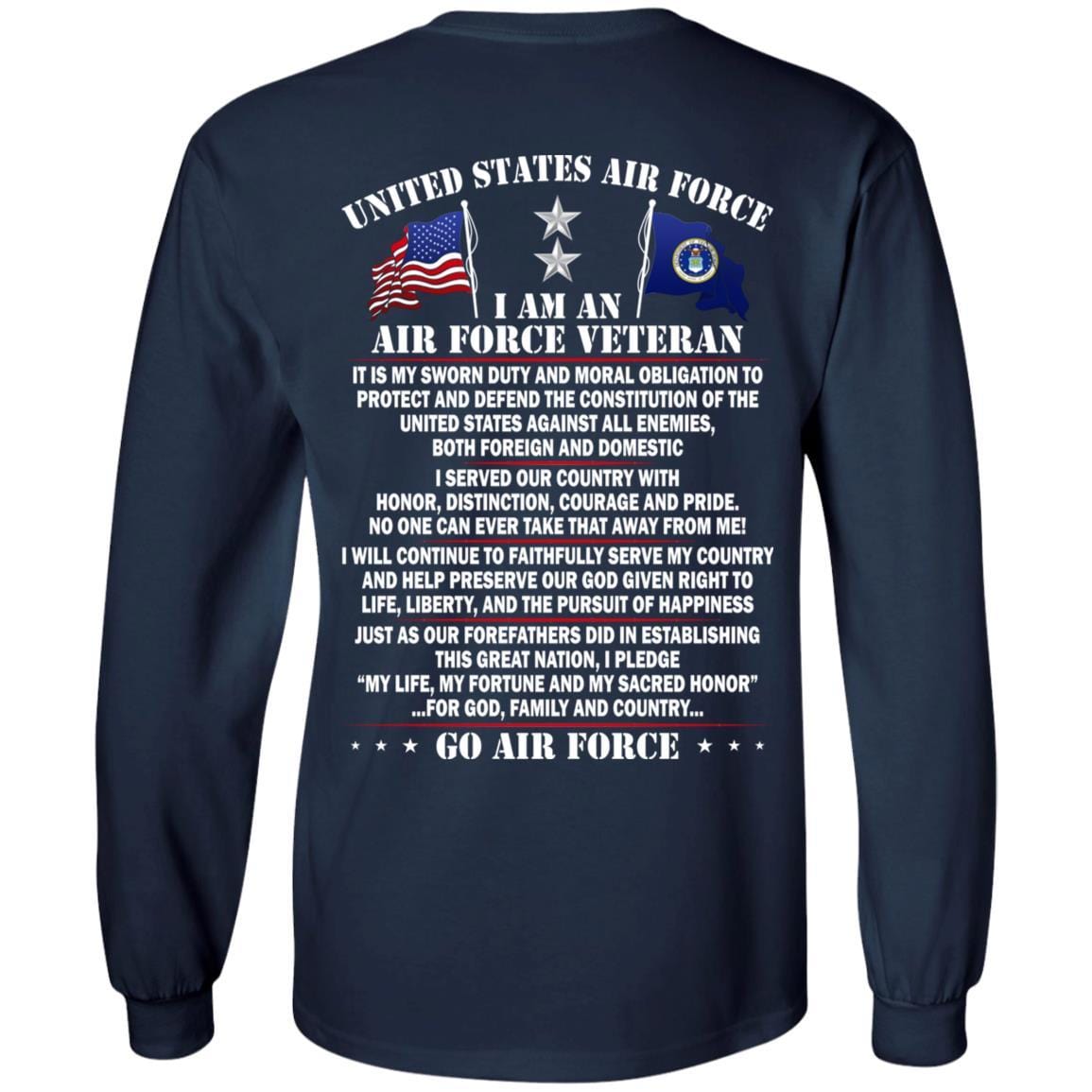 US Air Force O-8 Major General Maj G O8 General Officer Ranks - Go Air Force T-Shirt On Back-TShirt-USAF-Veterans Nation