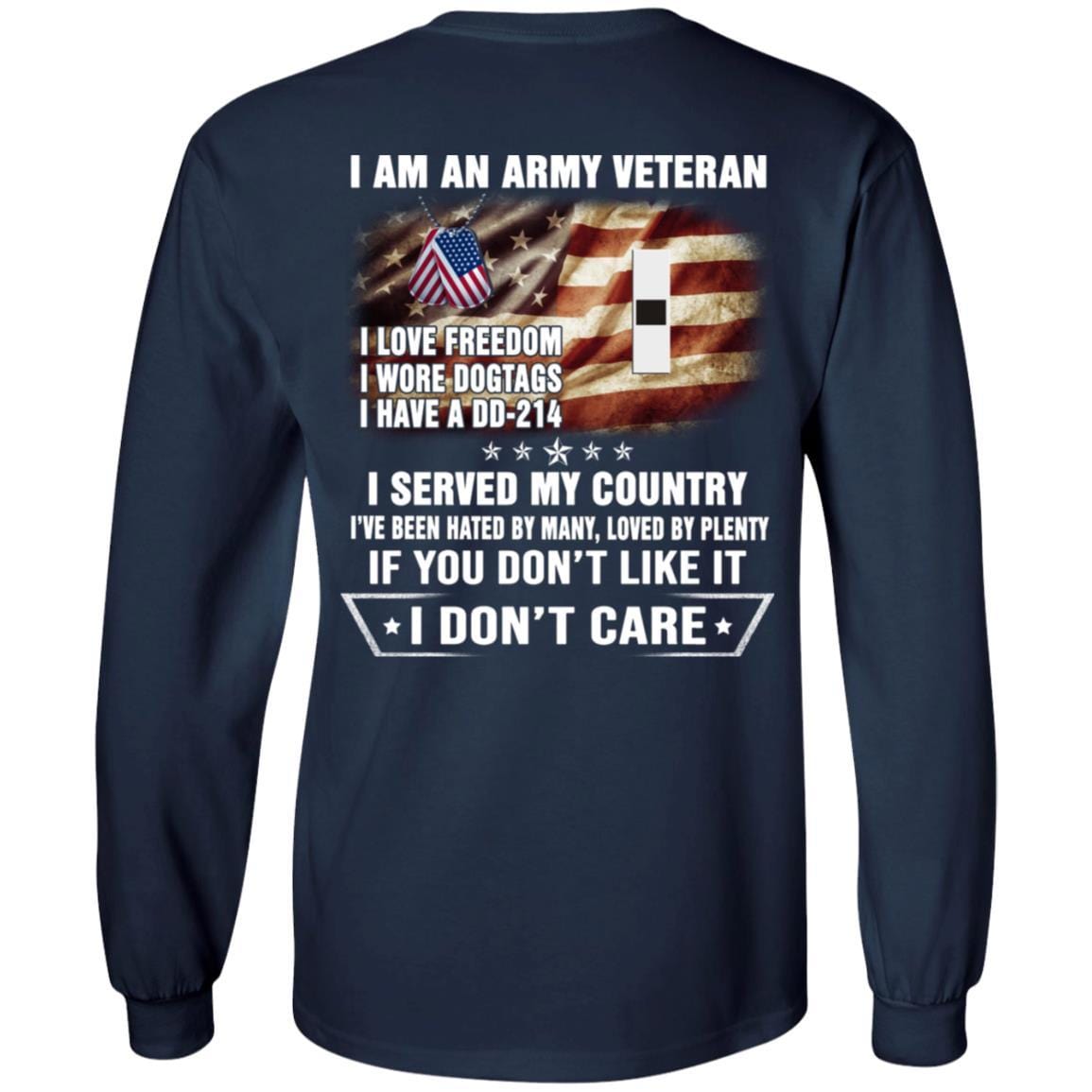 T-Shirt "I Am An Army Veteran" W-1 Warrant Officer 1(WO1)Rank On Back-TShirt-Army-Veterans Nation