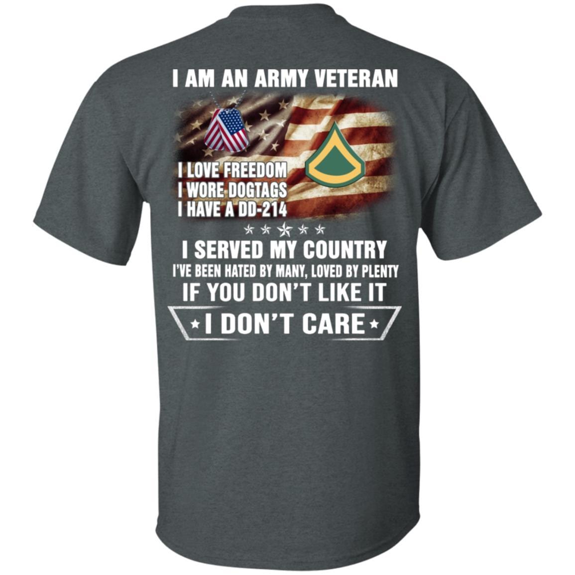T-Shirt "I Am An Army Veteran" E-3 Private First Class(PFC)Rank On Back-TShirt-Army-Veterans Nation