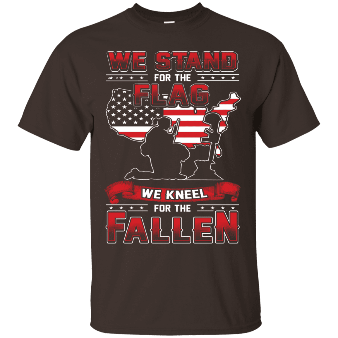 Military T-Shirt "Stand For The Flag, Kneel For The Fallen Female Veterans" Front-TShirt-General-Veterans Nation