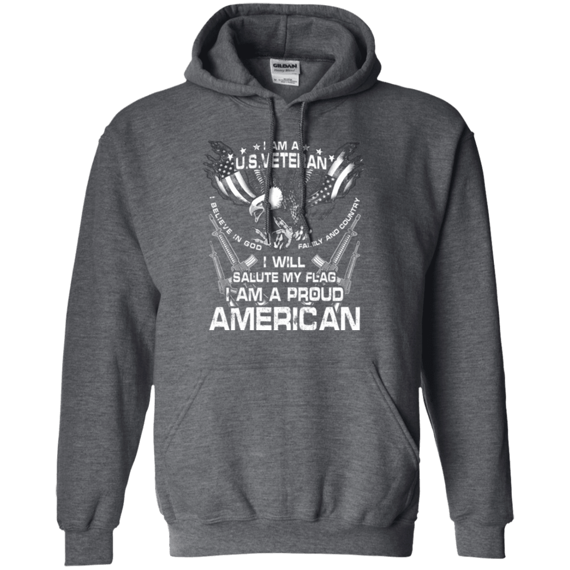 Military T-Shirt "I WILL SALUTE MY FLAG PROUD AMERICAN"-TShirt-General-Veterans Nation
