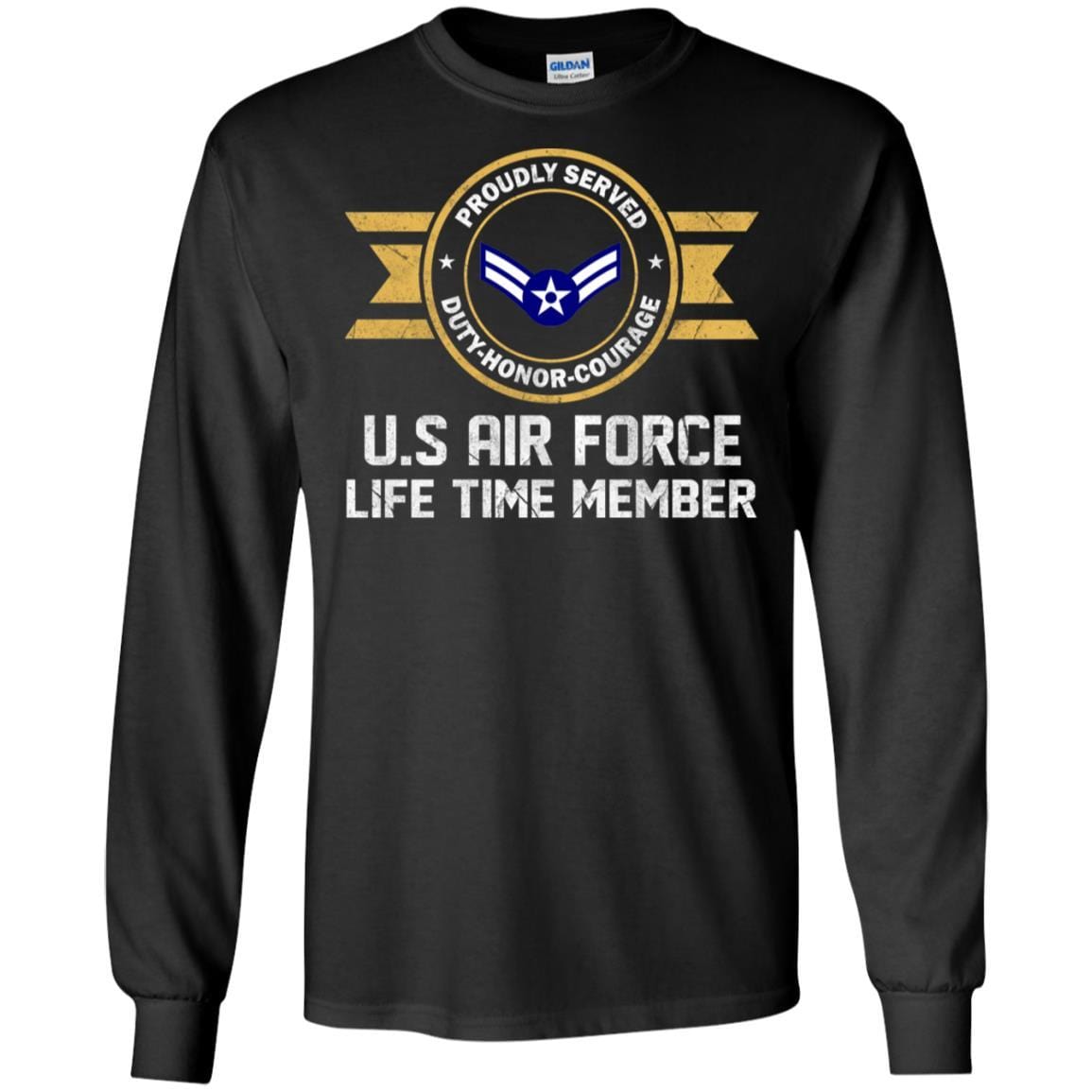 Life time member-US Air Force E-3 Airman First Class A1C E3 Ranks Enlisted Airman AF Rank Men T Shirt On Front-TShirt-USAF-Veterans Nation