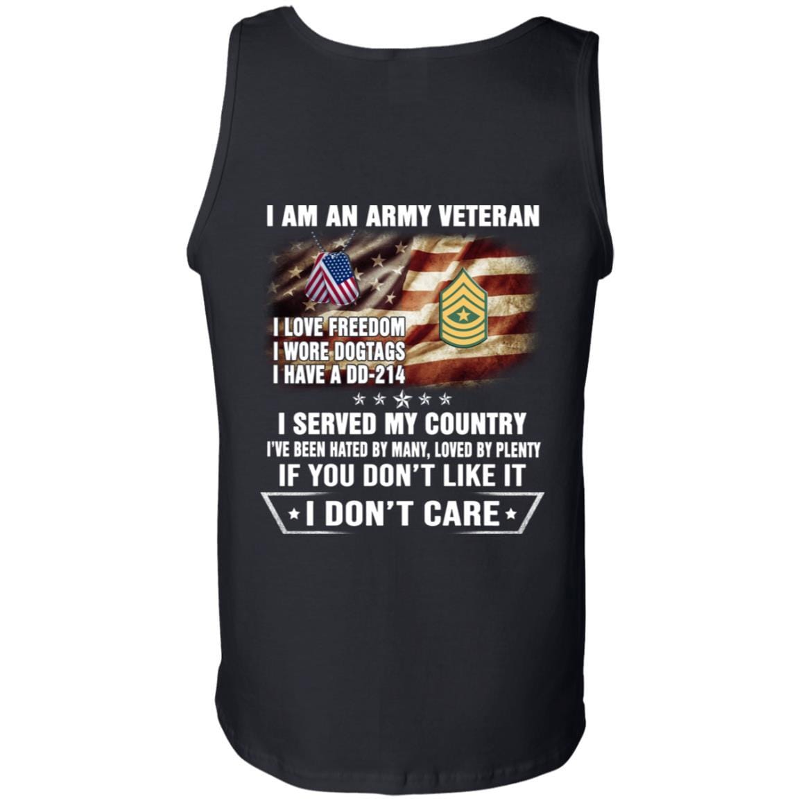 T-Shirt "I Am An Army Veteran" E-9 Sergeant Major(SGM)Rank On Back-TShirt-Army-Veterans Nation