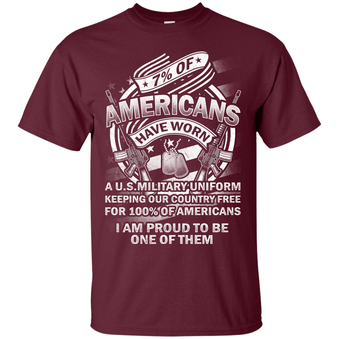 Military T-Shirt "7% of Americans Have Worn Proud To Be one of Them Men" Front-TShirt-General-Veterans Nation
