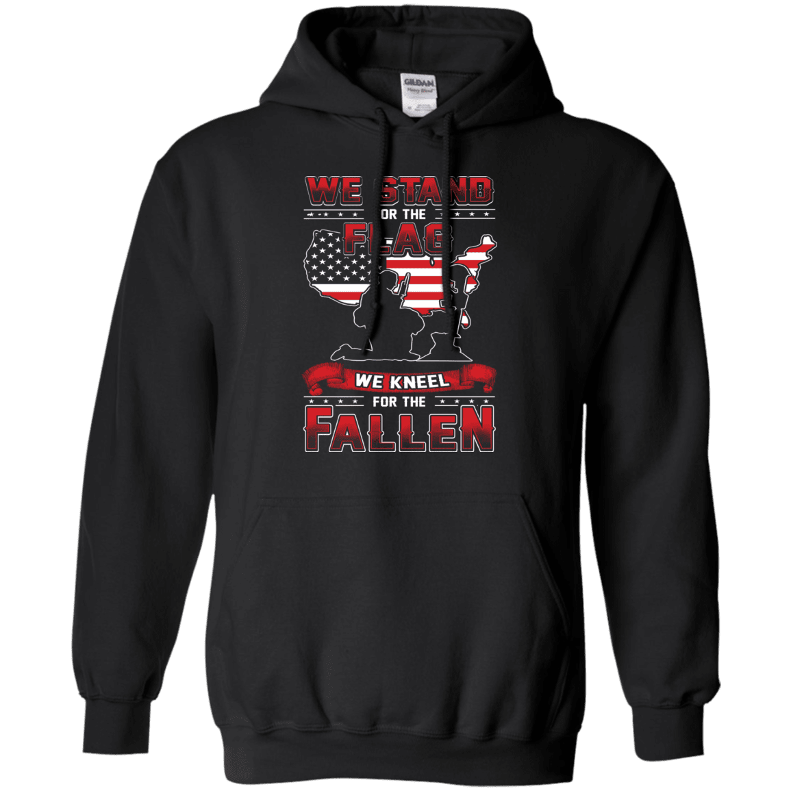Military T-Shirt "Stand For The Flag, Kneel For The Fallen Female Veterans" Front-TShirt-General-Veterans Nation