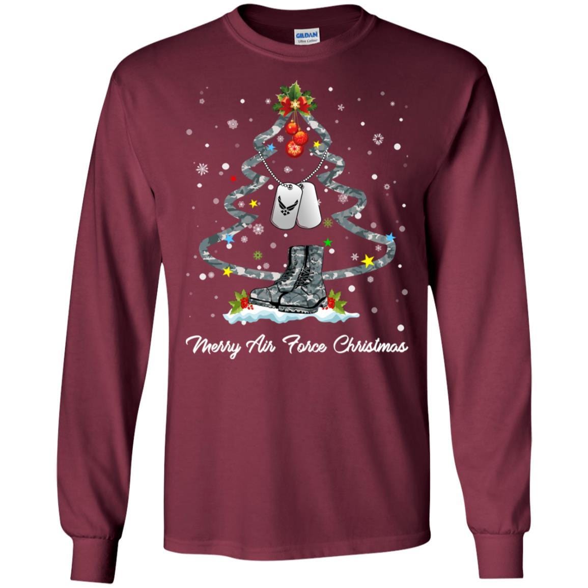 Merry Air Force Christmas T-Shirt For Men On Front-TShirt-USAF-Veterans Nation