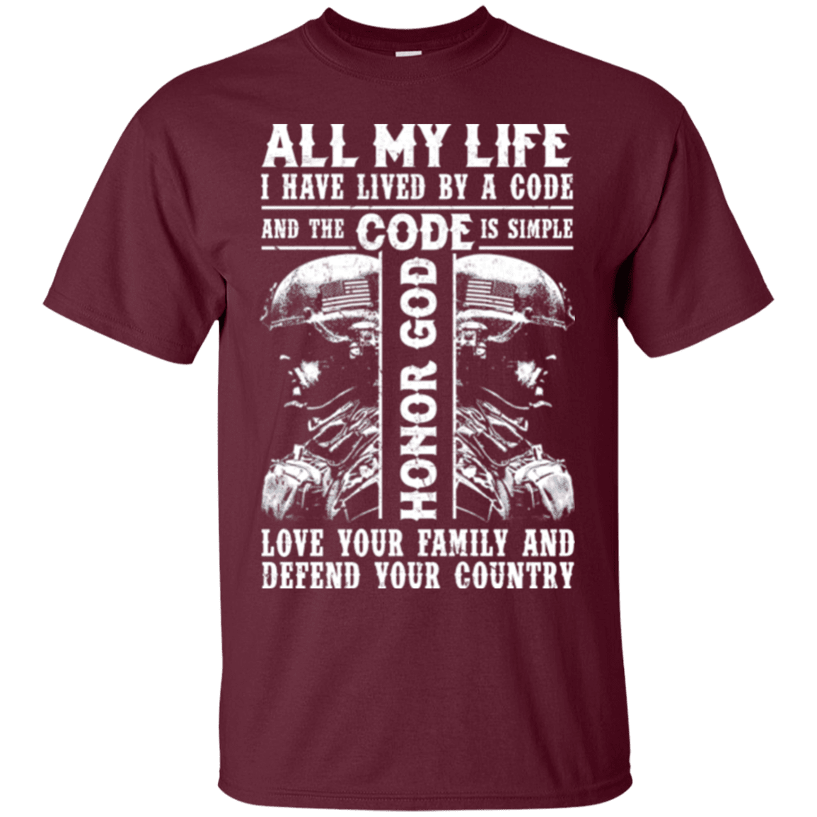 Military T-Shirt "HONOR GOD LOVE FAMILY AND DEFEND YOUR COUNTRY VETERAN"-TShirt-General-Veterans Nation