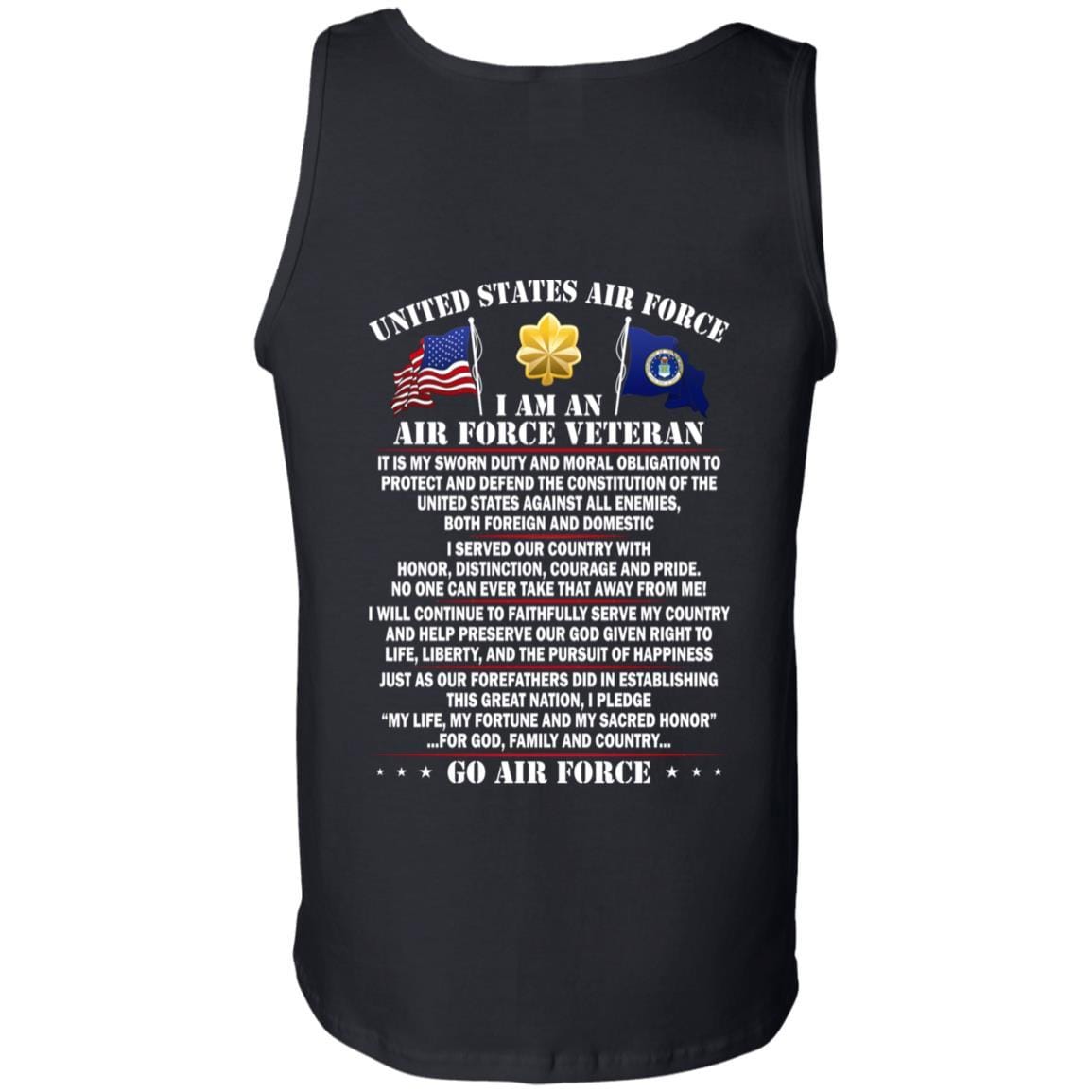 US Air Force O-4 Major Maj O4 Field Officer Ranks - Go Air Force T-Shirt On Back-TShirt-USAF-Veterans Nation