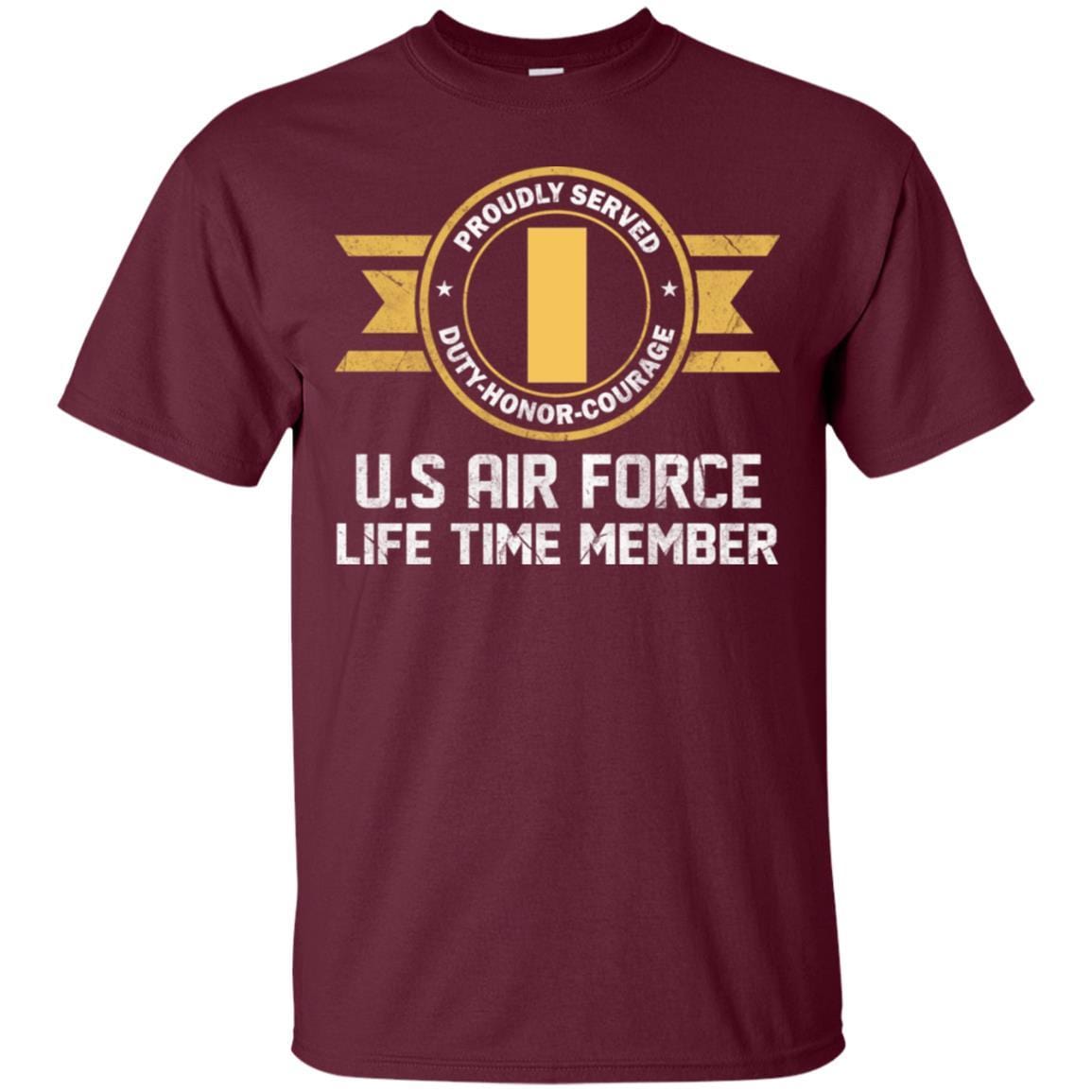 Life time member-US Air Force O-1 Second Lieutenant 2d Lt O1 Commissioned Officer Ranks Men T Shirt On Front-TShirt-USAF-Veterans Nation