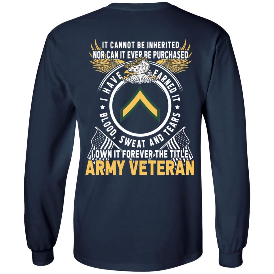 Army E-2 PV2 E2 Private Second Class Ranks T-Shirt For Men On Back-TShirt-Army-Veterans Nation