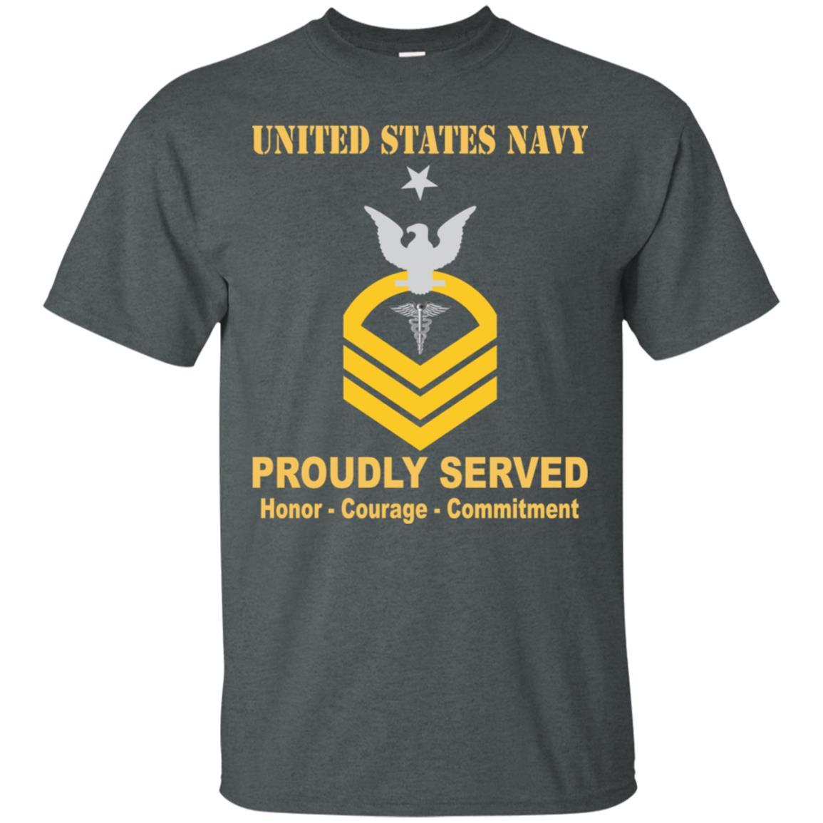 U.S Navy Hospital Corpsman Navy HM E-8 Rating Badges Proudly Served T-Shirt For Men On Front-TShirt-Navy-Veterans Nation