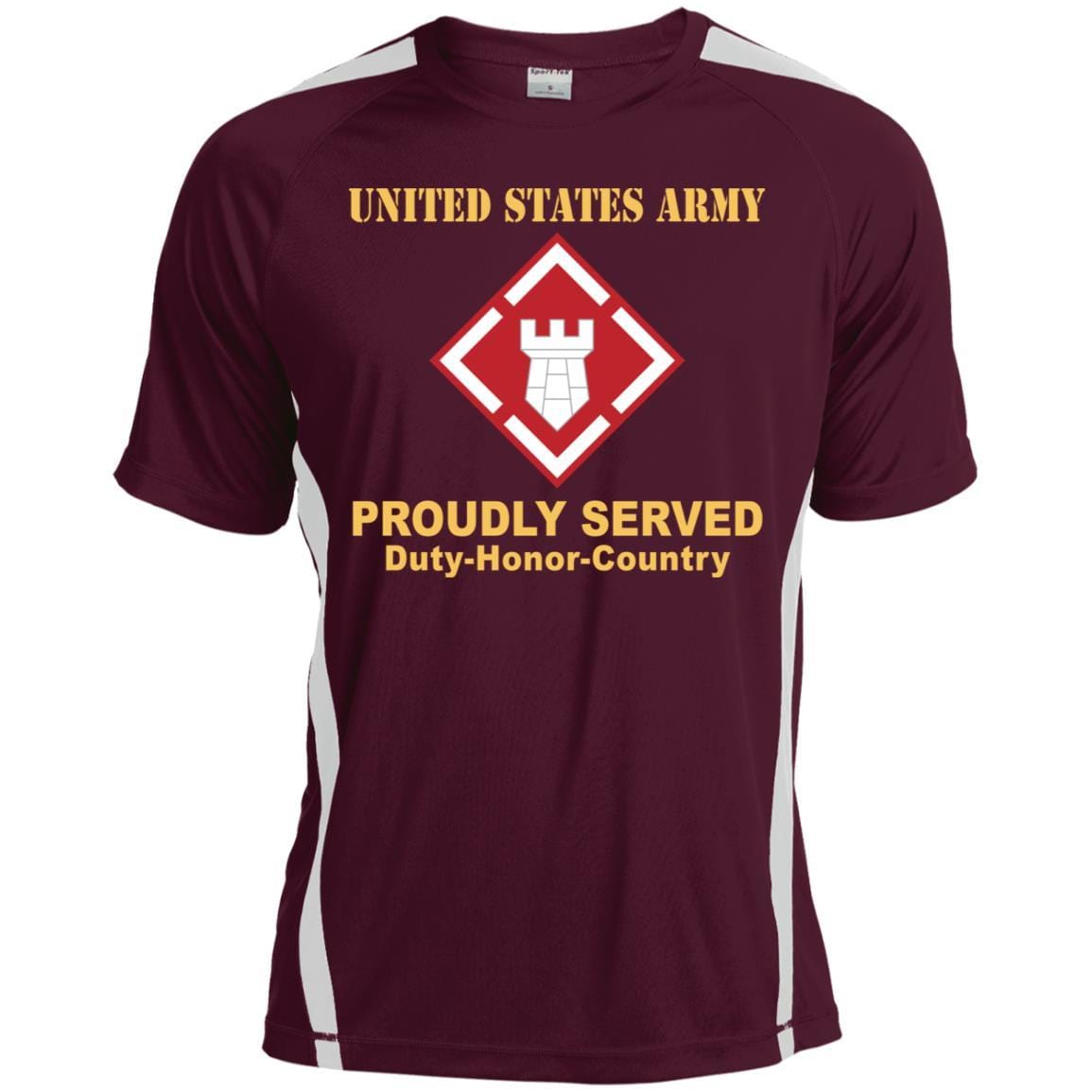 US ARMY 20TH ENGINEER BRIGADE WITH AIRBORNE TAB- Proudly Served T-Shirt On Front For Men-TShirt-Army-Veterans Nation