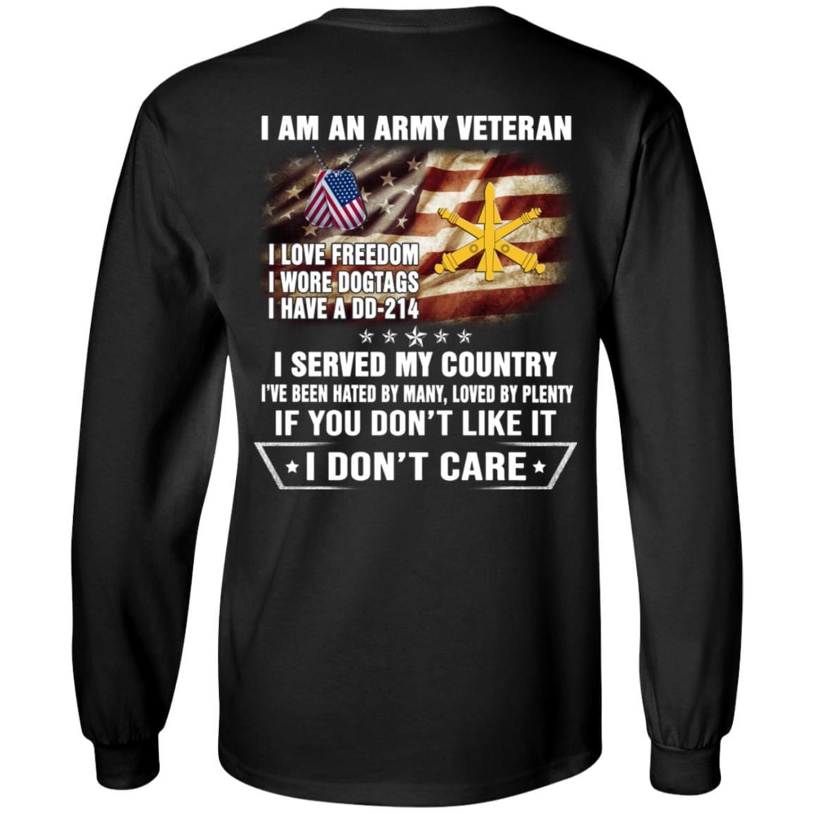 T-Shirt "I Am An Army Air Defense Artillery Veteran" On Back-TShirt-Army-Veterans Nation