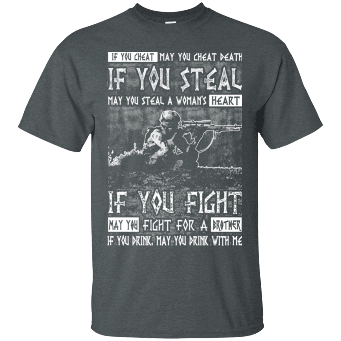 Military T-Shirt "Fight For a Brother, Drink With Me"-TShirt-General-Veterans Nation