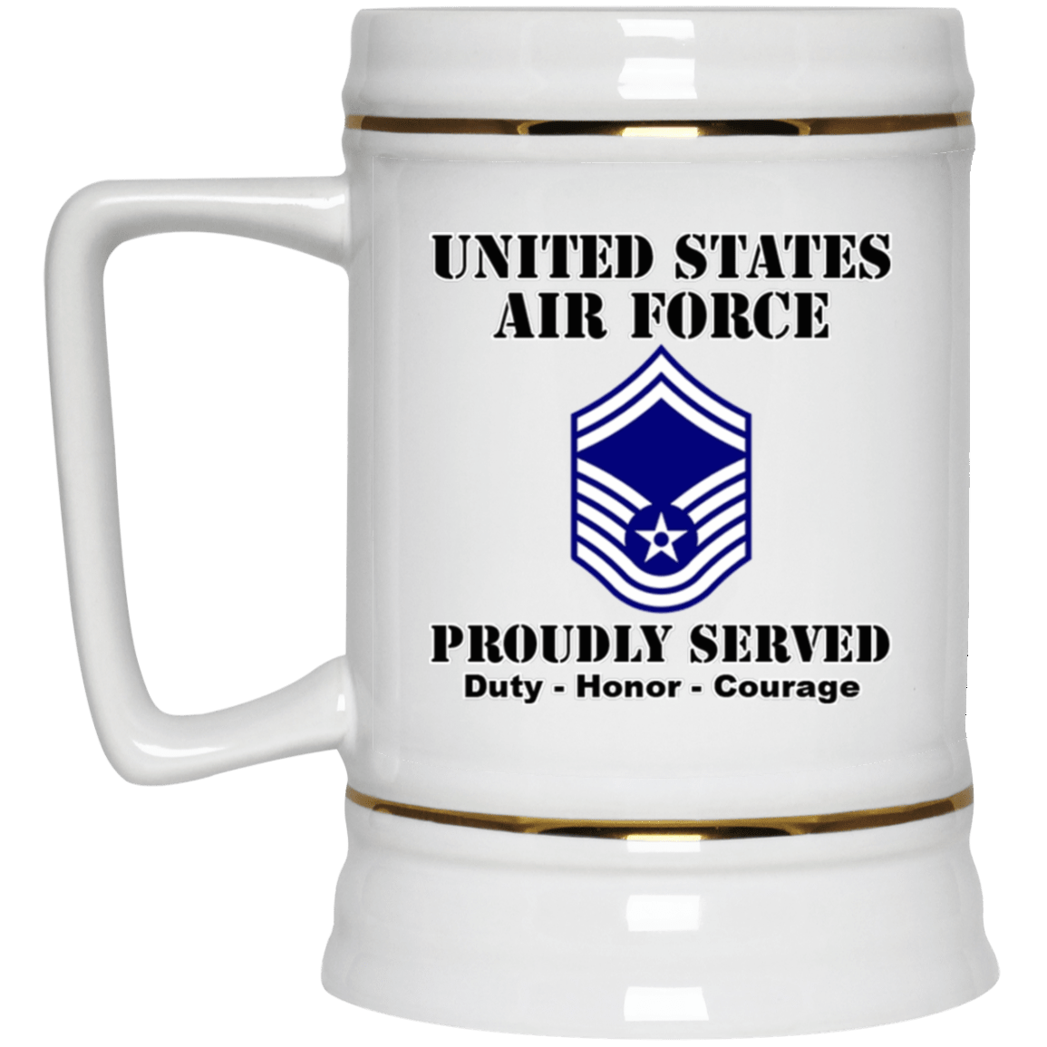 US Air Force E-8 Senior Master Sergeant SMSgt E8 Noncommissioned Officer Ranks White Coffee Mug - Stainless Travel Mug-Mug-USAF-Ranks-Veterans Nation