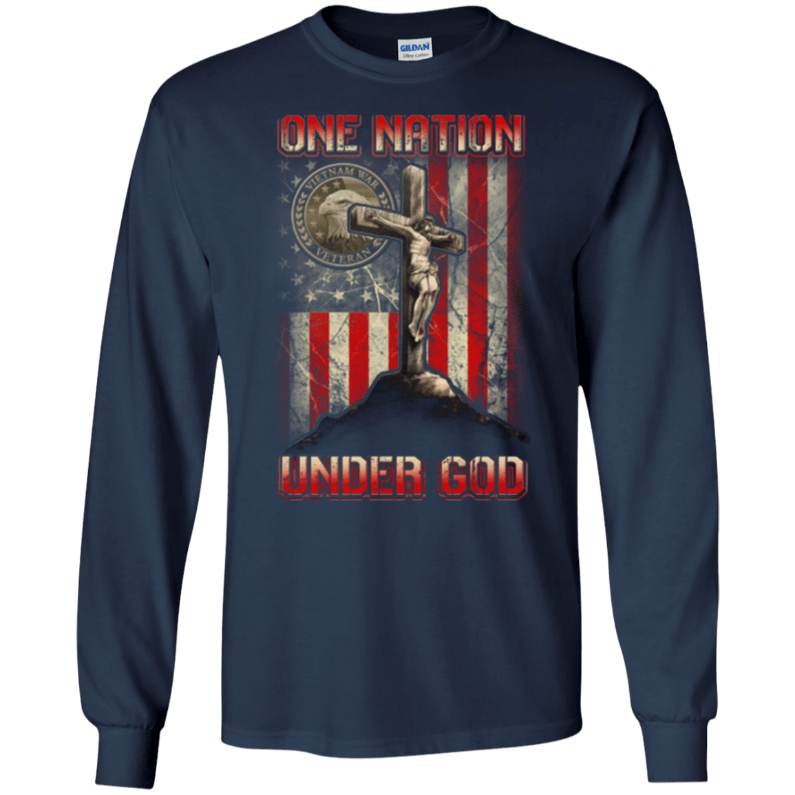 Military T-Shirt "ONE NATION UNDER GOD VIETNAM VETERAN"-TShirt-General-Veterans Nation