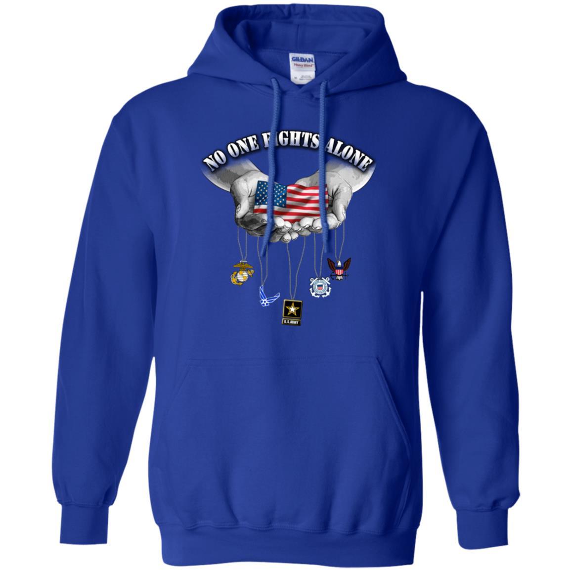 Military T-Shirt "US Arms Force No One Fights Alone On" Front-TShirt-General-Veterans Nation
