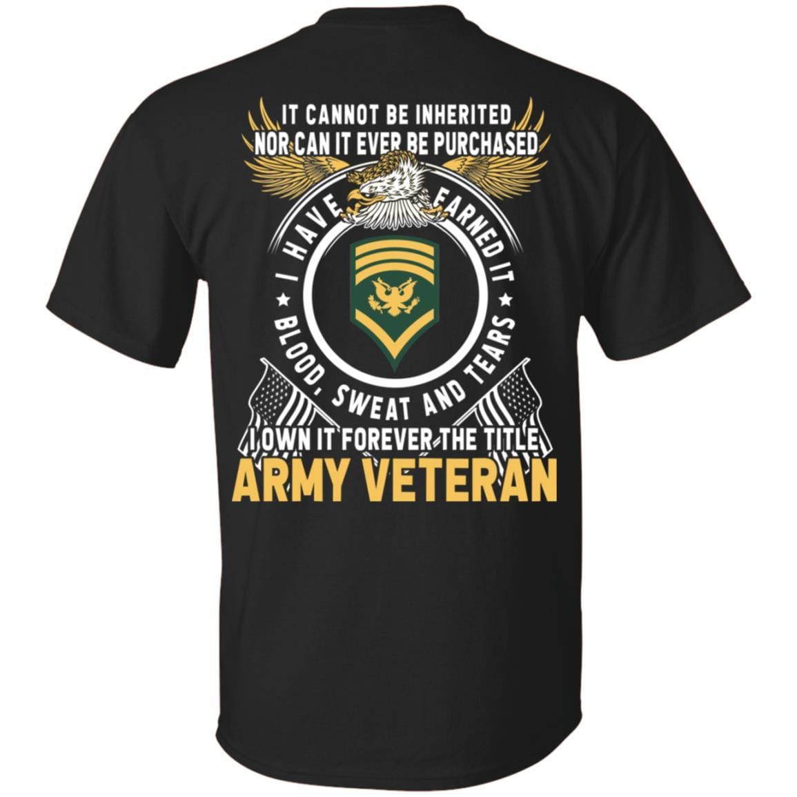 US Army E-8 SPC E8 Specialist Ranks T-Shirt For Men On Back-TShirt-Army-Veterans Nation