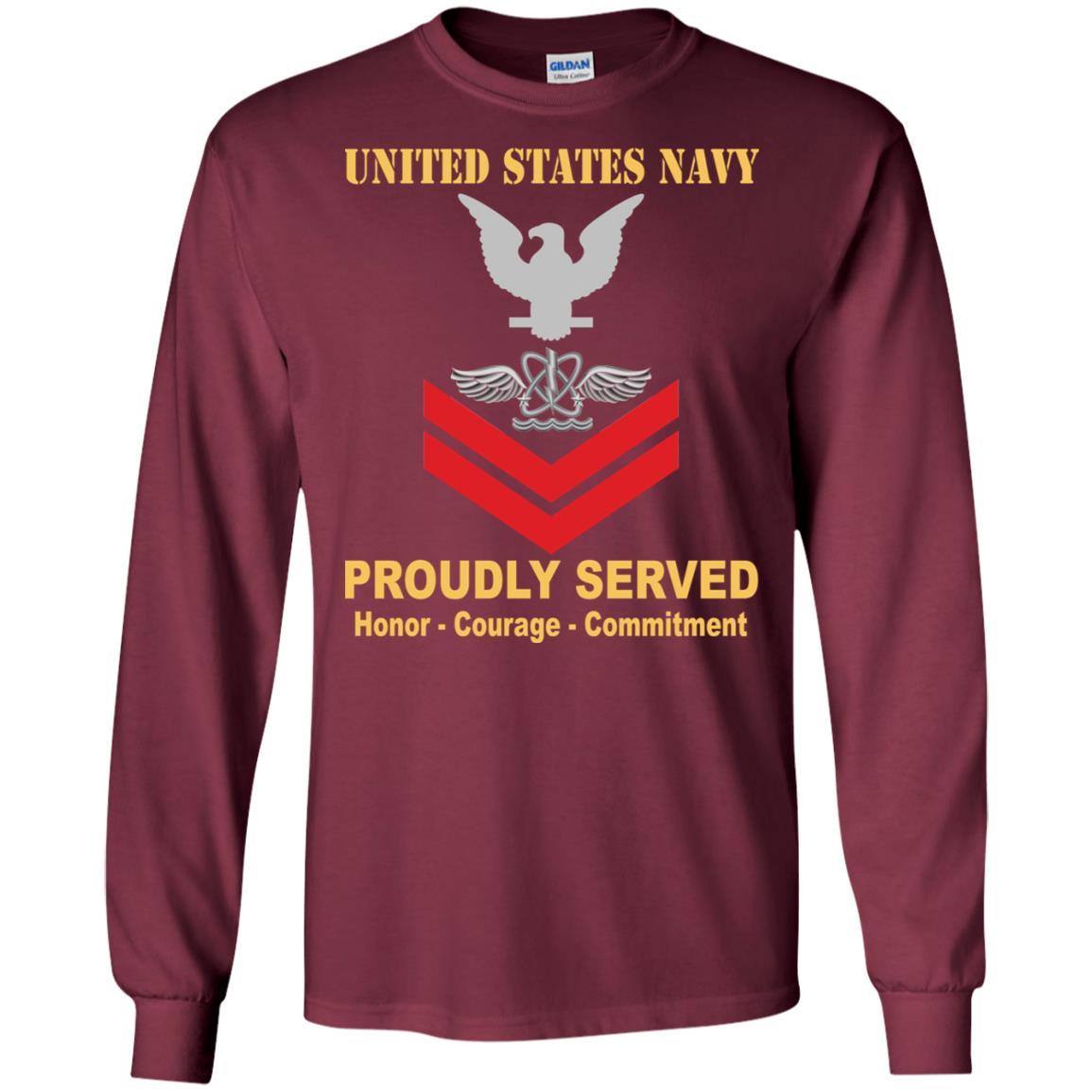 U.S Navy Naval aircrewman Navy AW E-5 Rating Badges Proudly Served T-Shirt For Men On Front-TShirt-Navy-Veterans Nation