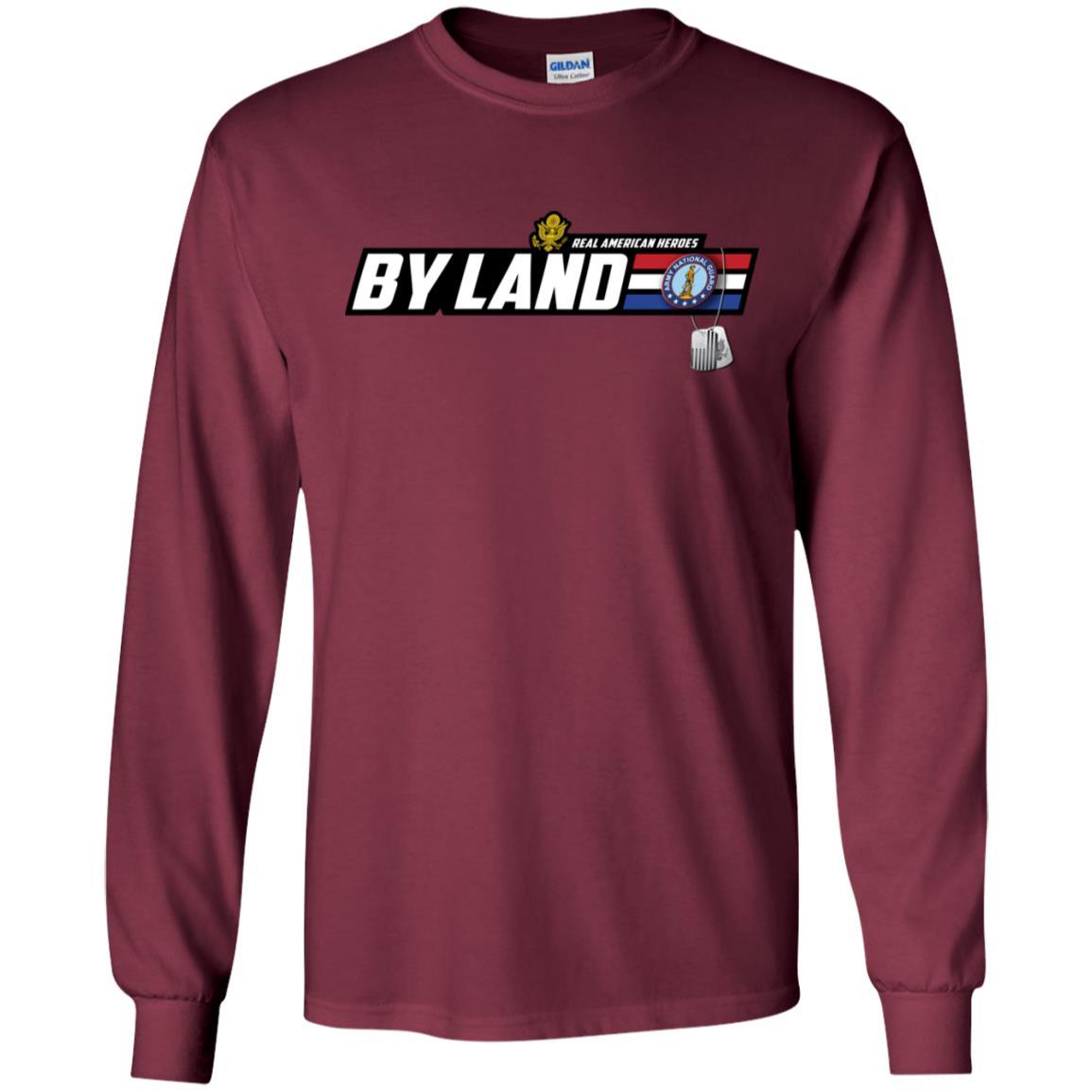 US Army T-Shirt "National Guard Real American Heroes By Land" On Front-TShirt-Army-Veterans Nation