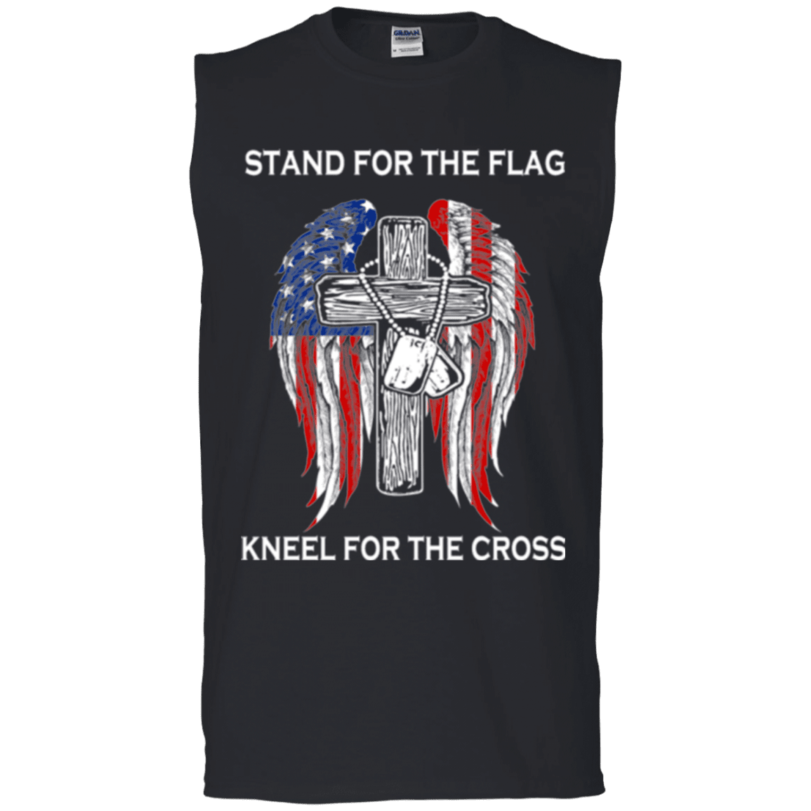 Military T-Shirt "Stand For The Flag Kneel For The Cross"-TShirt-General-Veterans Nation