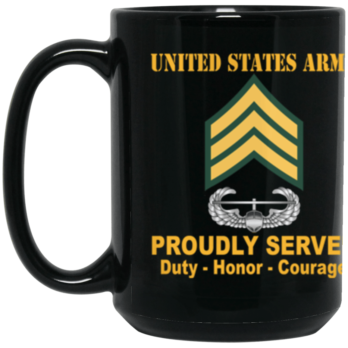 US Army E-5 SGT Air Assault Wings Badg 15 oz. Black Mug-Mug-Army-Veterans Nation