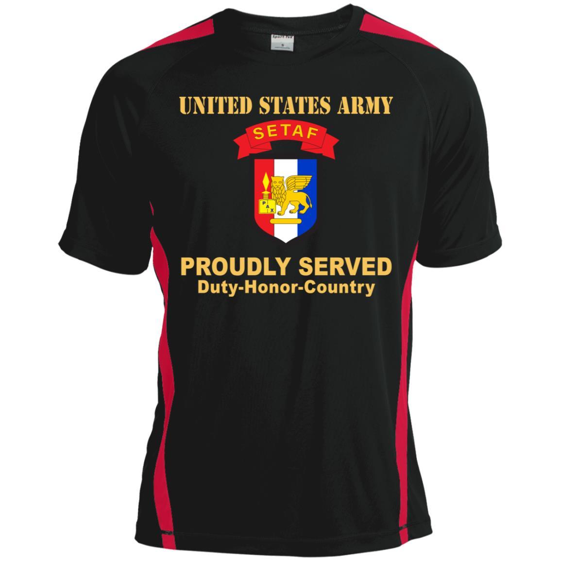 US ARMY USARAF-SETAF COMBAT SERVICE ID BADGE- Proudly Served T-Shirt On Front For Men-TShirt-Army-Veterans Nation