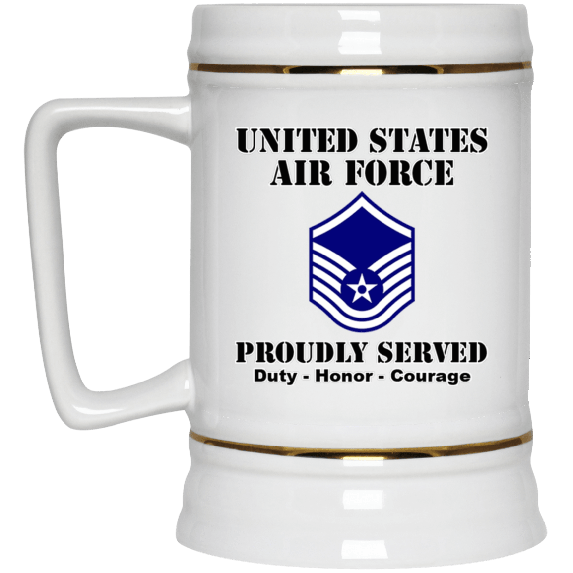 US Air Force E-7 Master Sergeant MSgt E7 Noncommissioned Officer Ranks White Coffee Mug - Stainless Travel Mug-Mug-USAF-Ranks-Veterans Nation